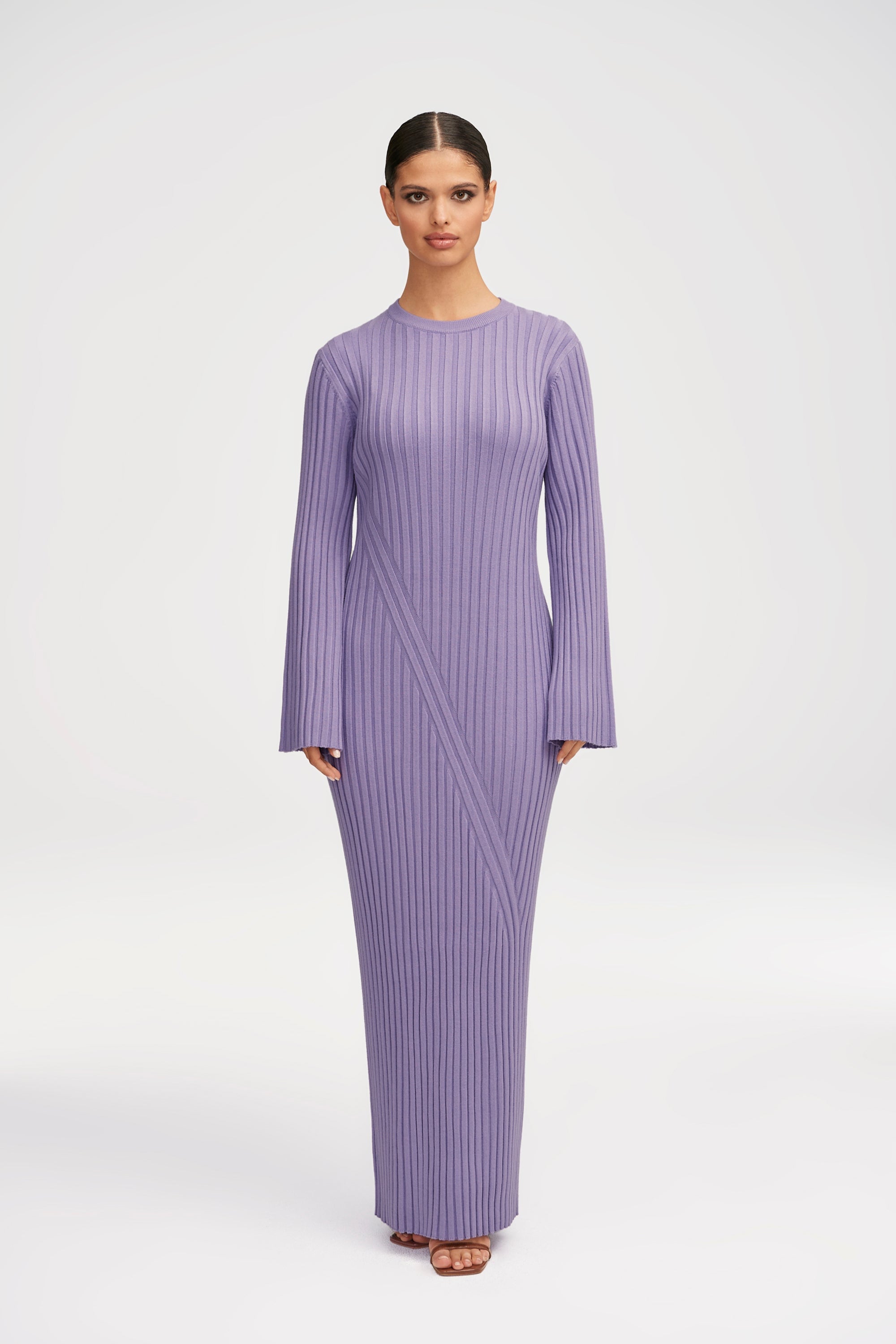 Melanie Ribbed Knit Maxi Dress - Lavender Clothing epschoolboard 