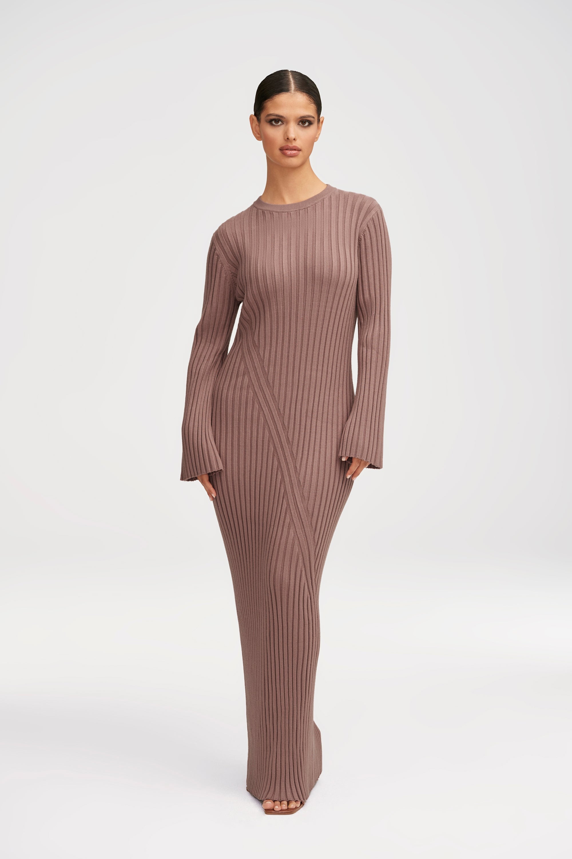 Melanie Ribbed Knit Maxi Dress - Taupe Clothing saigonodysseyhotel 