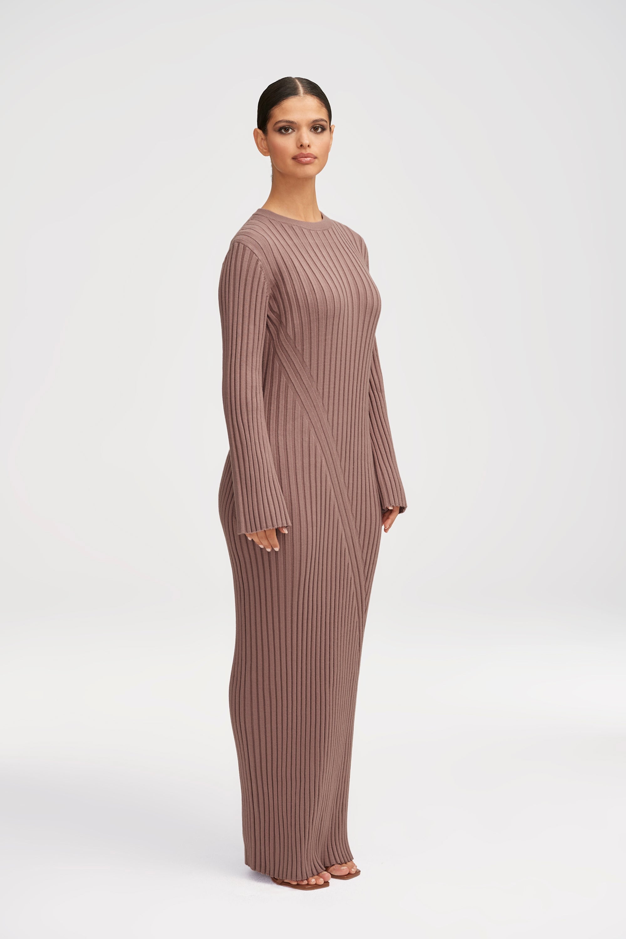 Melanie Ribbed Knit Maxi Dress - Taupe Clothing epschoolboard 