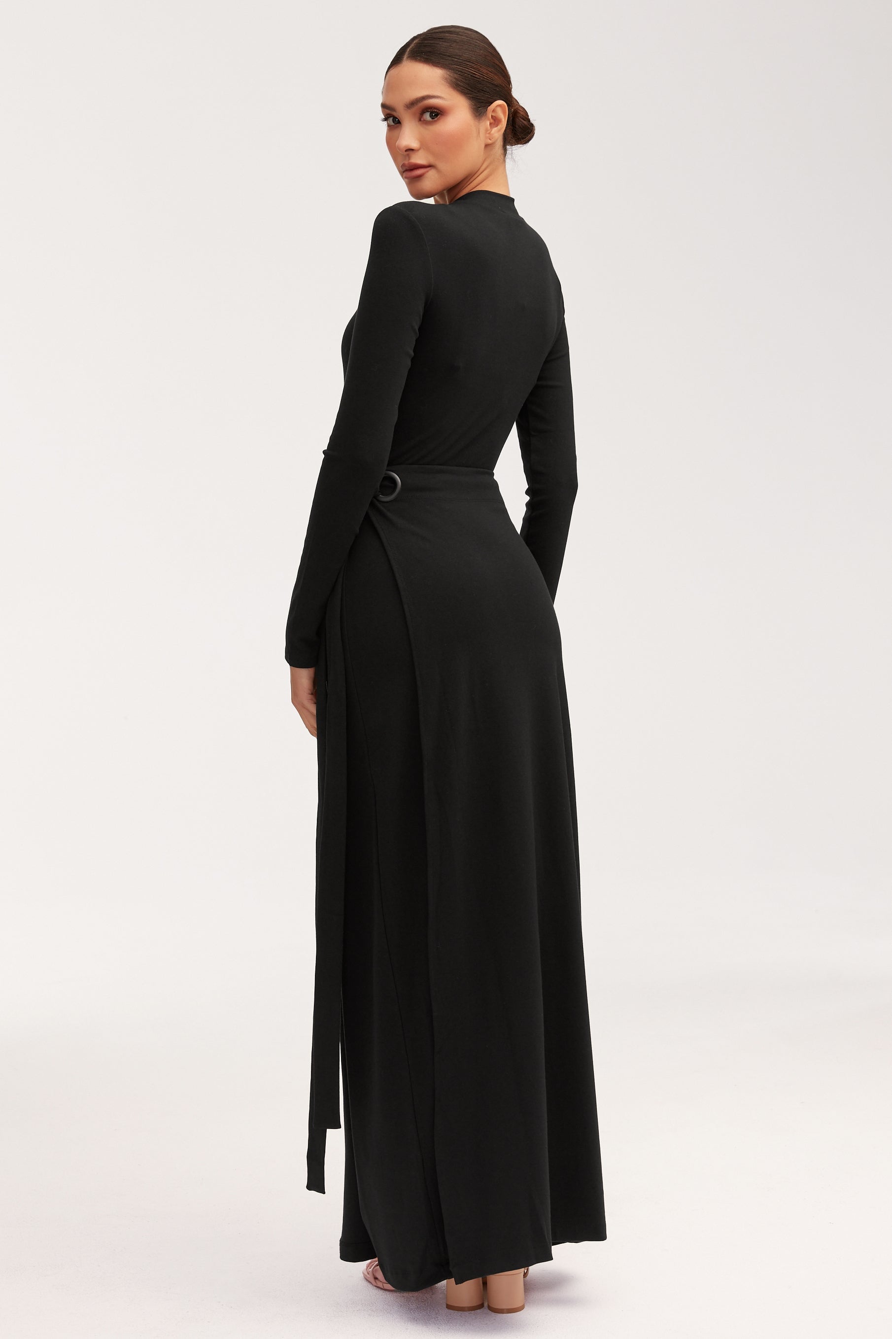 Melissa Jersey Maxi Dress with Wrap Skirt - Black Sets epschoolboard 