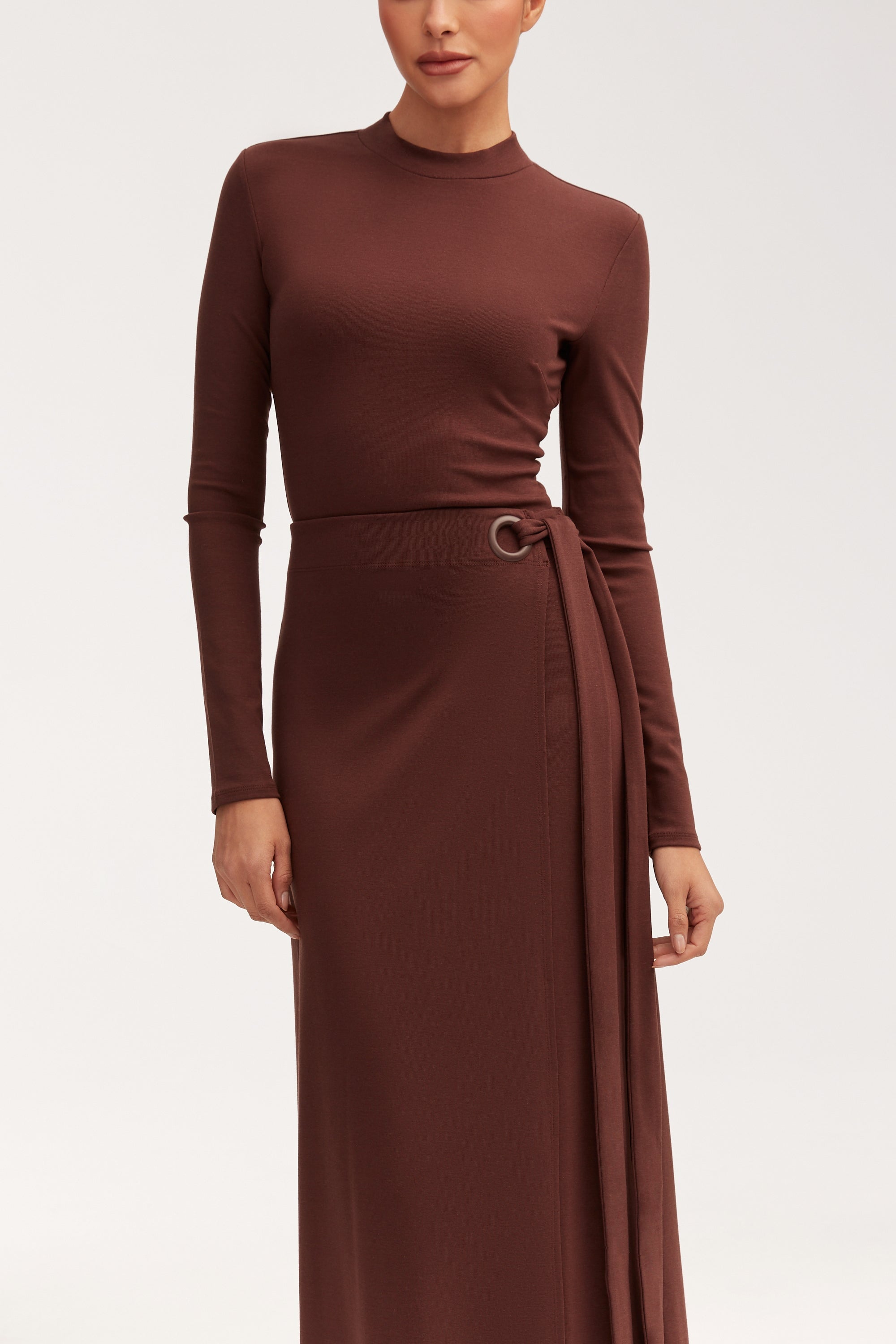 Melissa Jersey Maxi Dress with Wrap Skirt - Brown Sets epschoolboard 