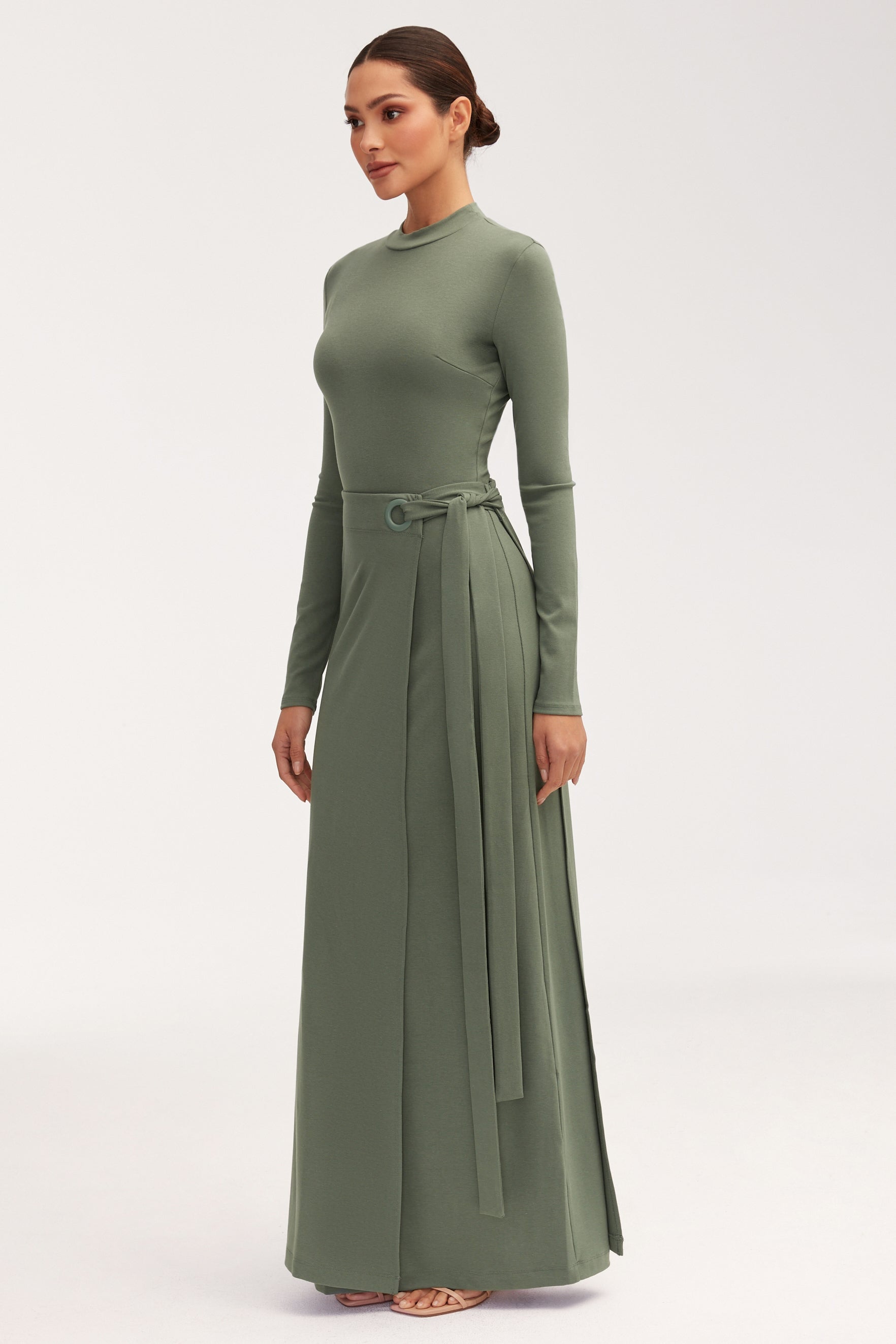 Melissa Jersey Maxi Dress with Wrap Skirt - Dark Forest Sets Veiled 