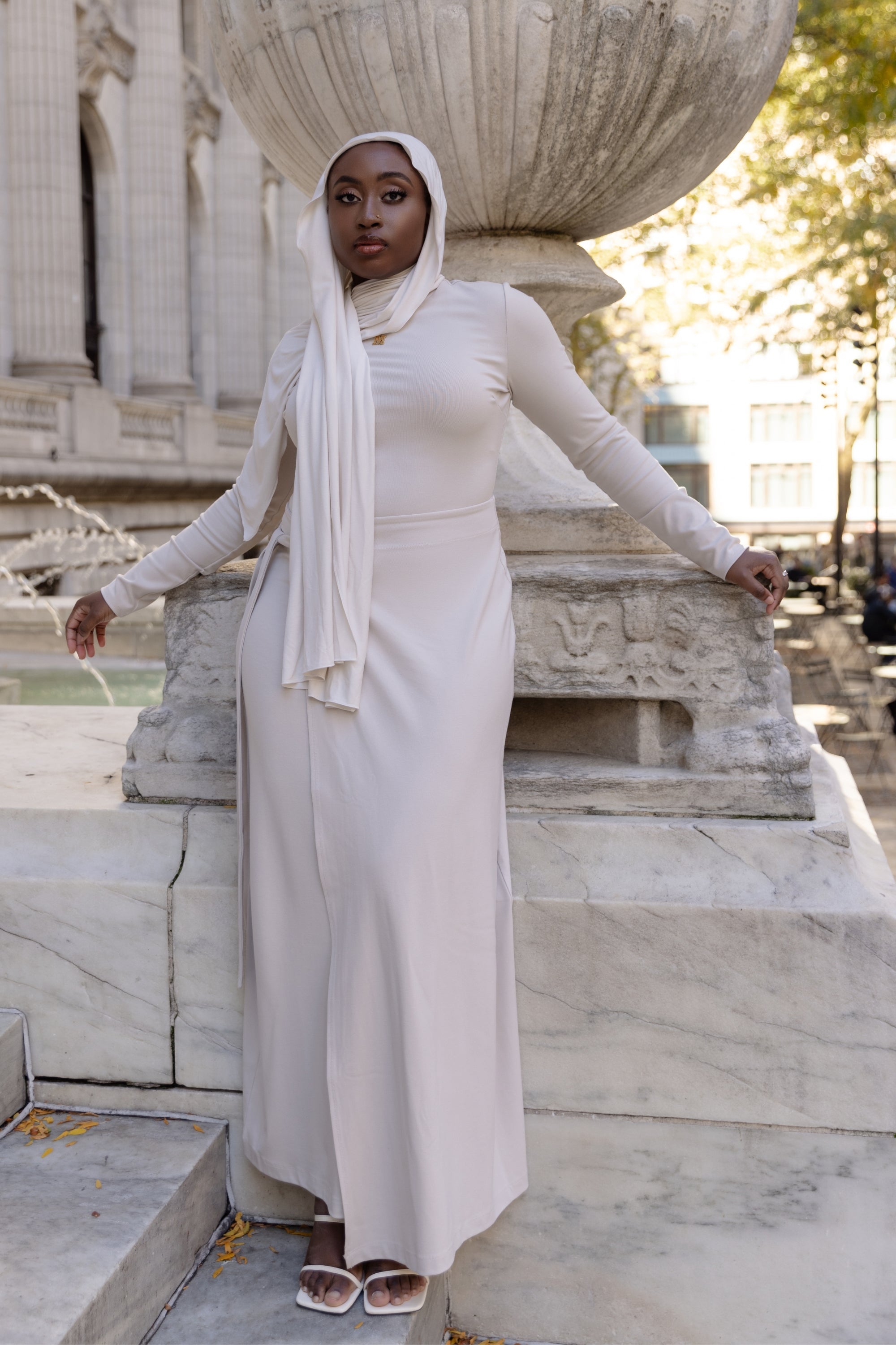 Melissa Jersey Maxi Dress with Wrap Skirt - Stone Clothing saigonodysseyhotel 