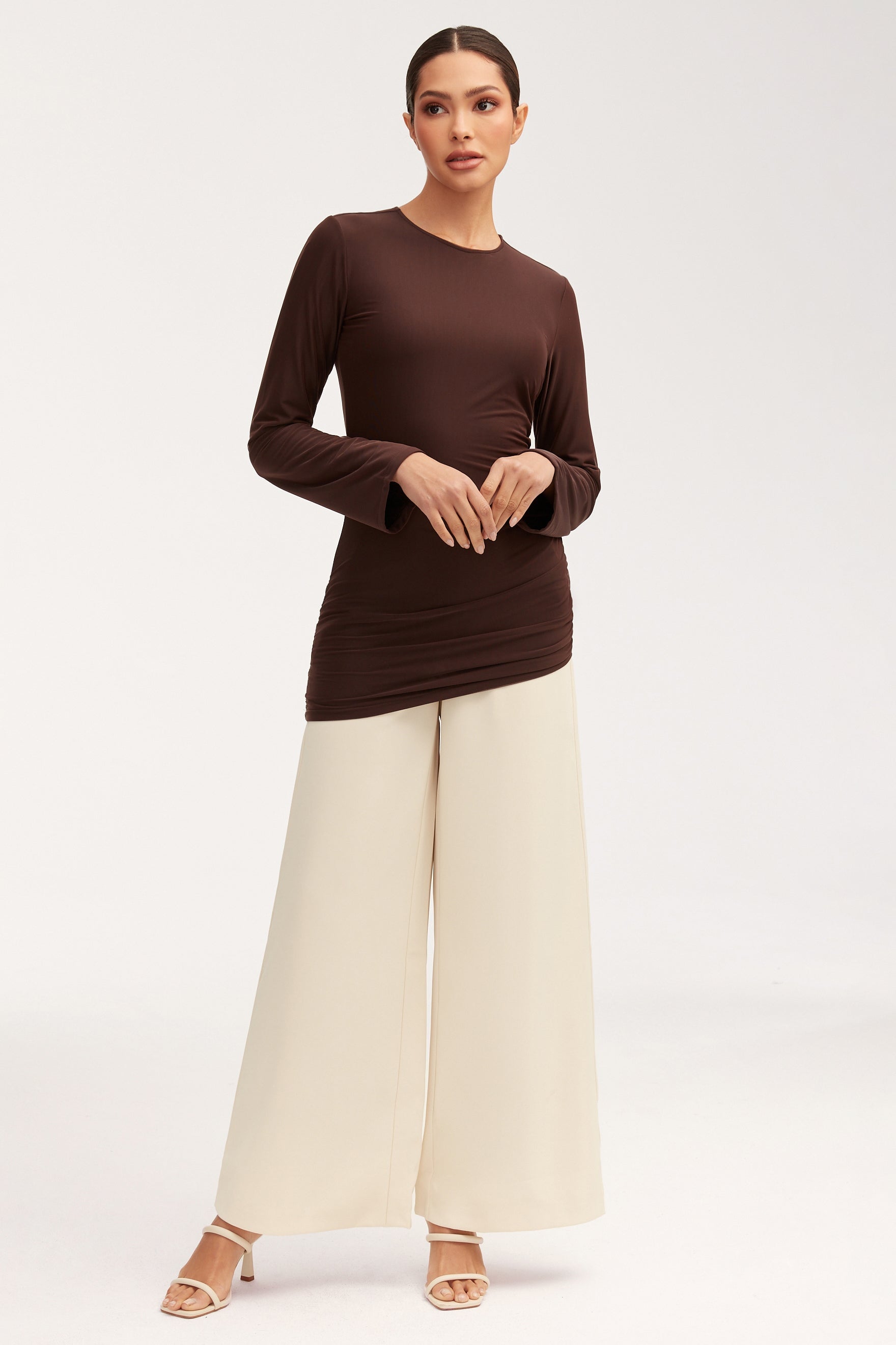 Mesh Rouched Top - Chocolate Plum Tops epschoolboard 