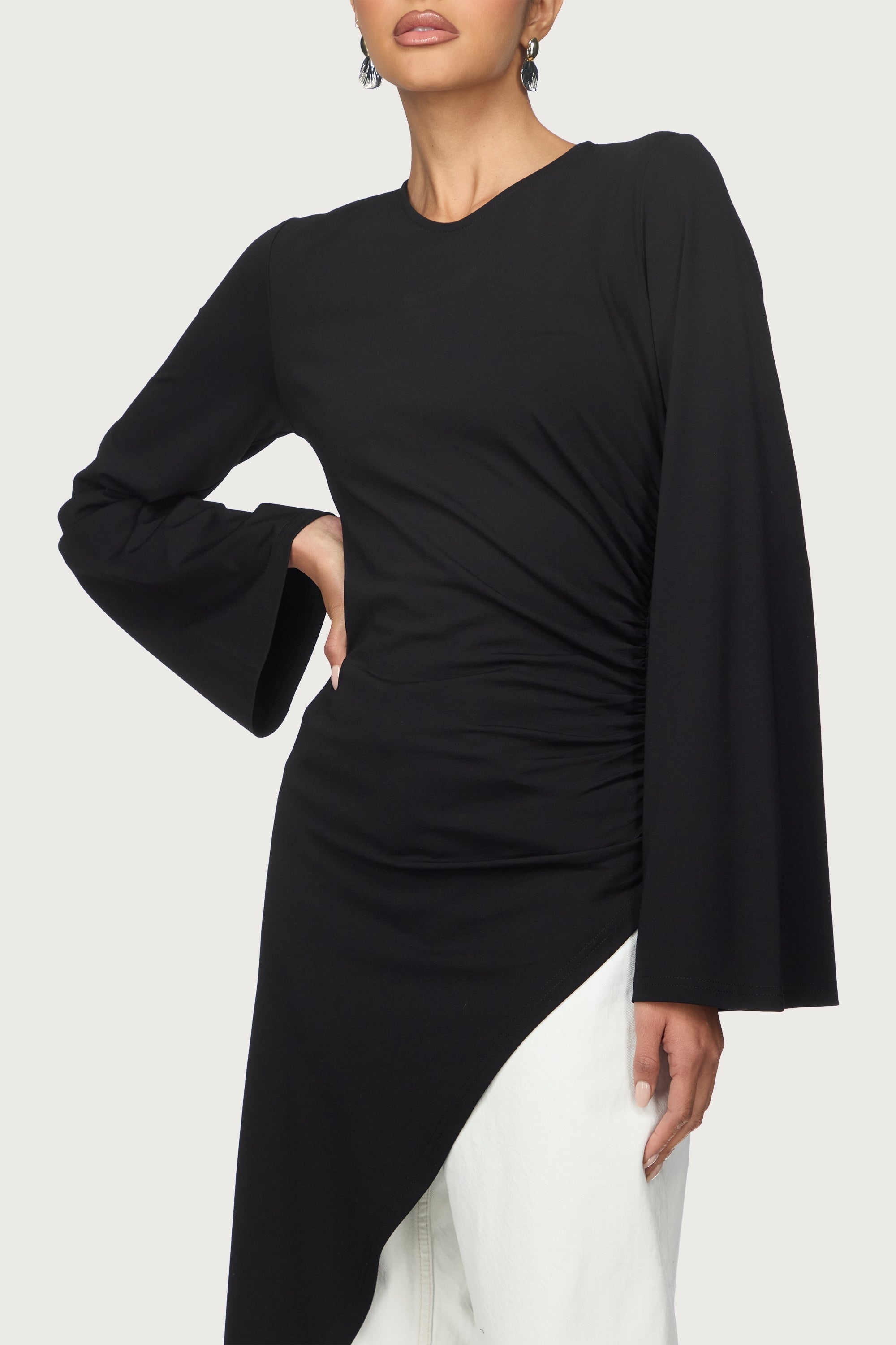 Midi Tunic Top - Black Abayas Veiled