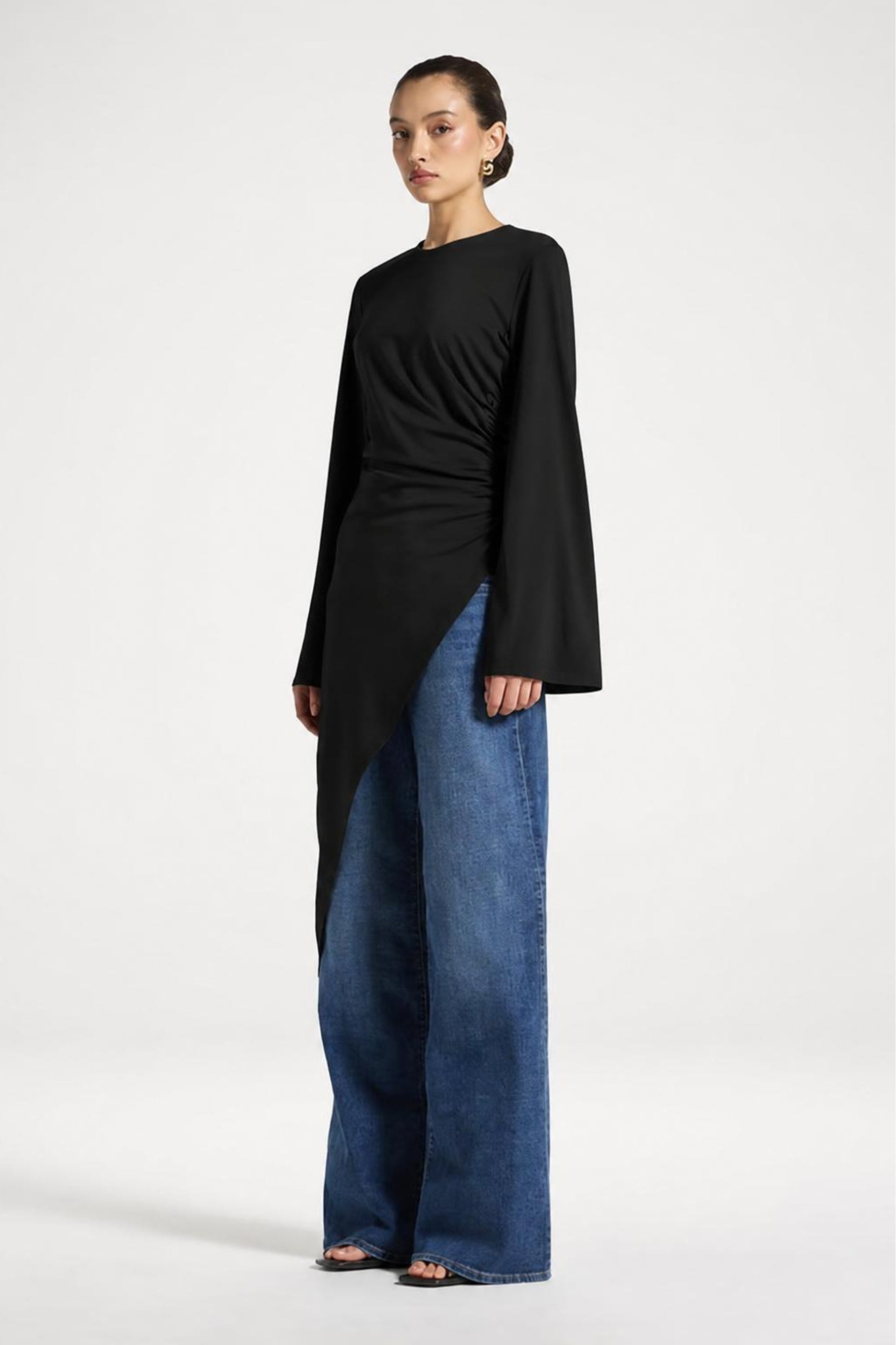 Midi Tunic Top - Black Abayas Veiled