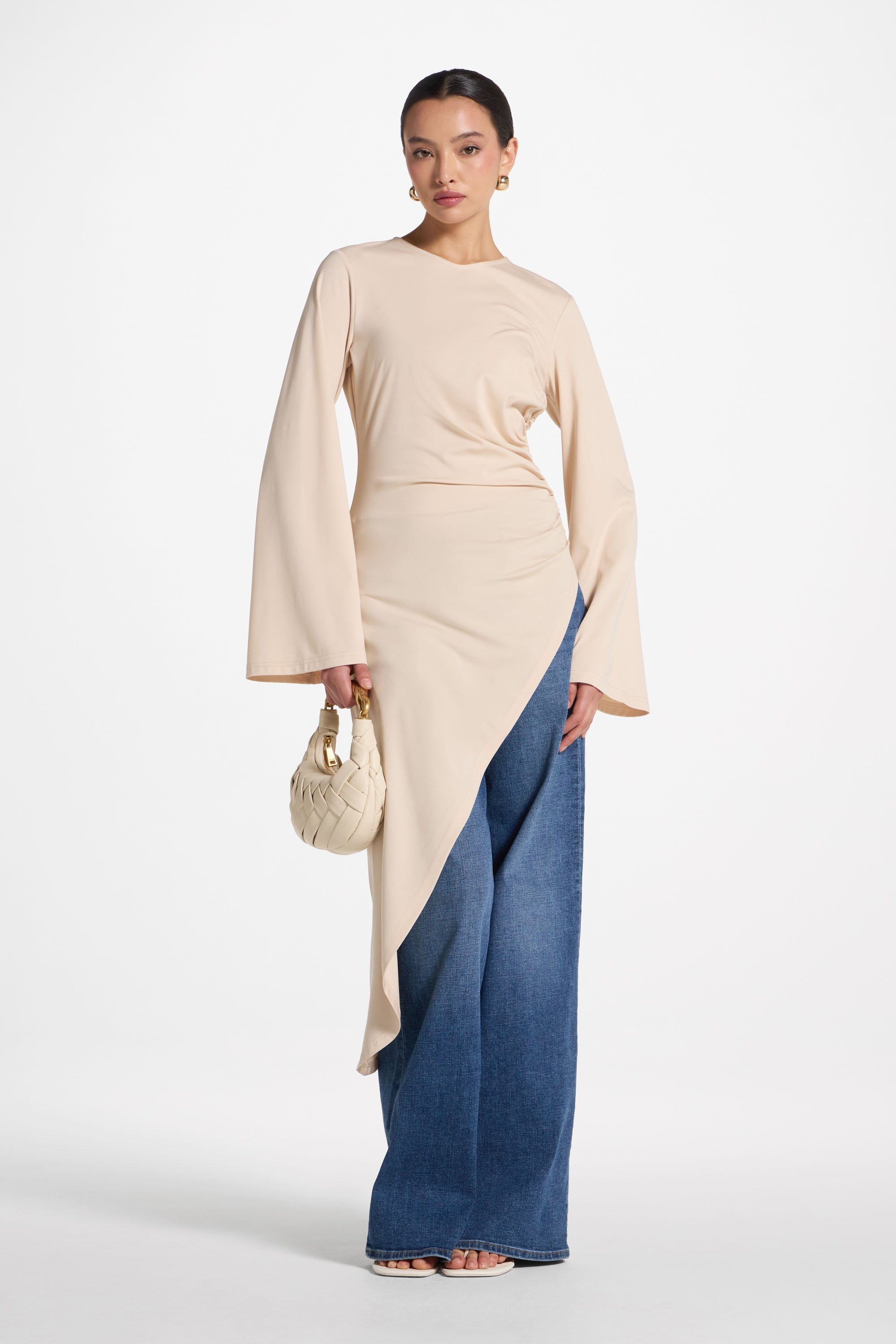 Midi Tunic Top - Bone Abayas Veiled