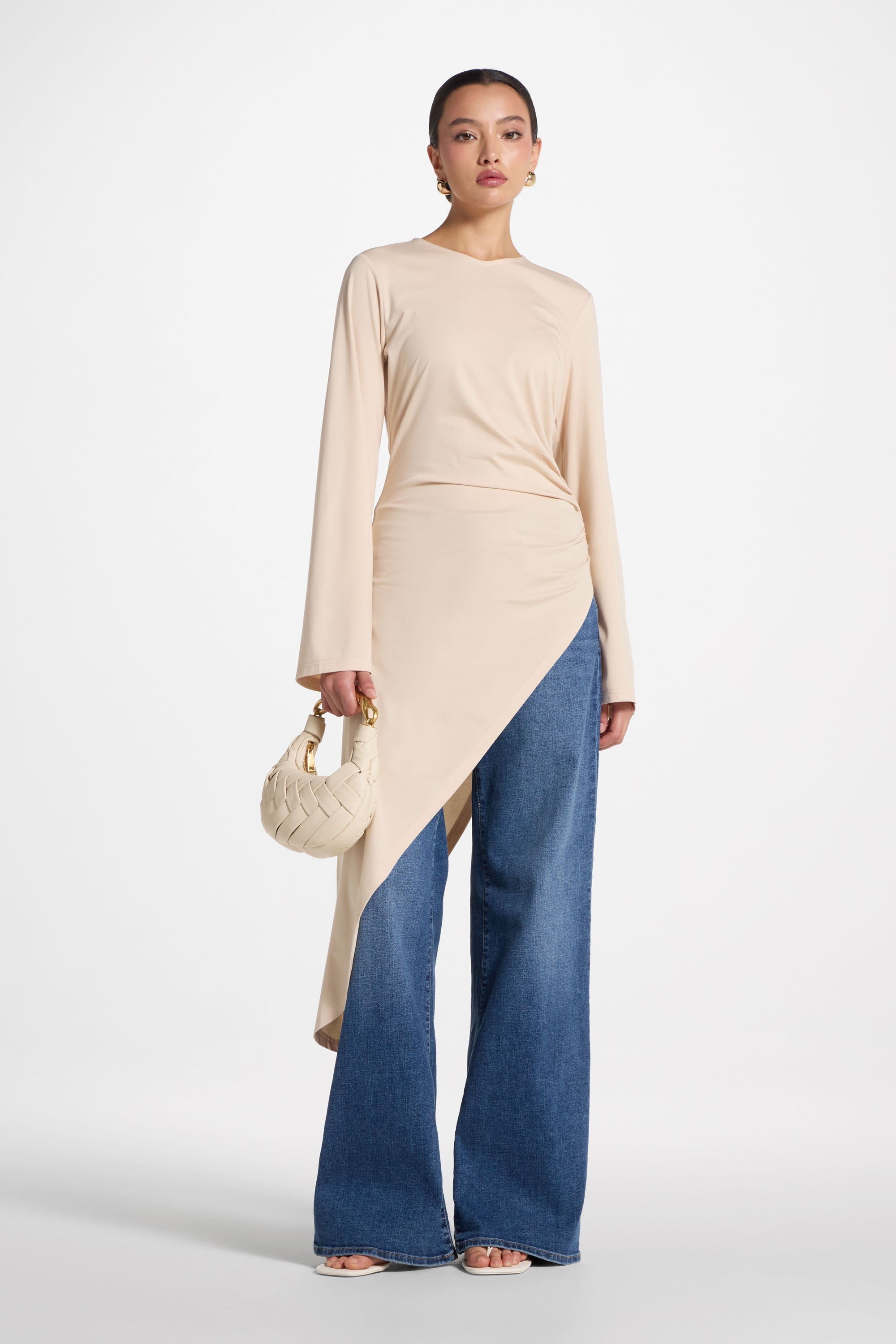 Midi Tunic Top - Bone Abayas Veiled