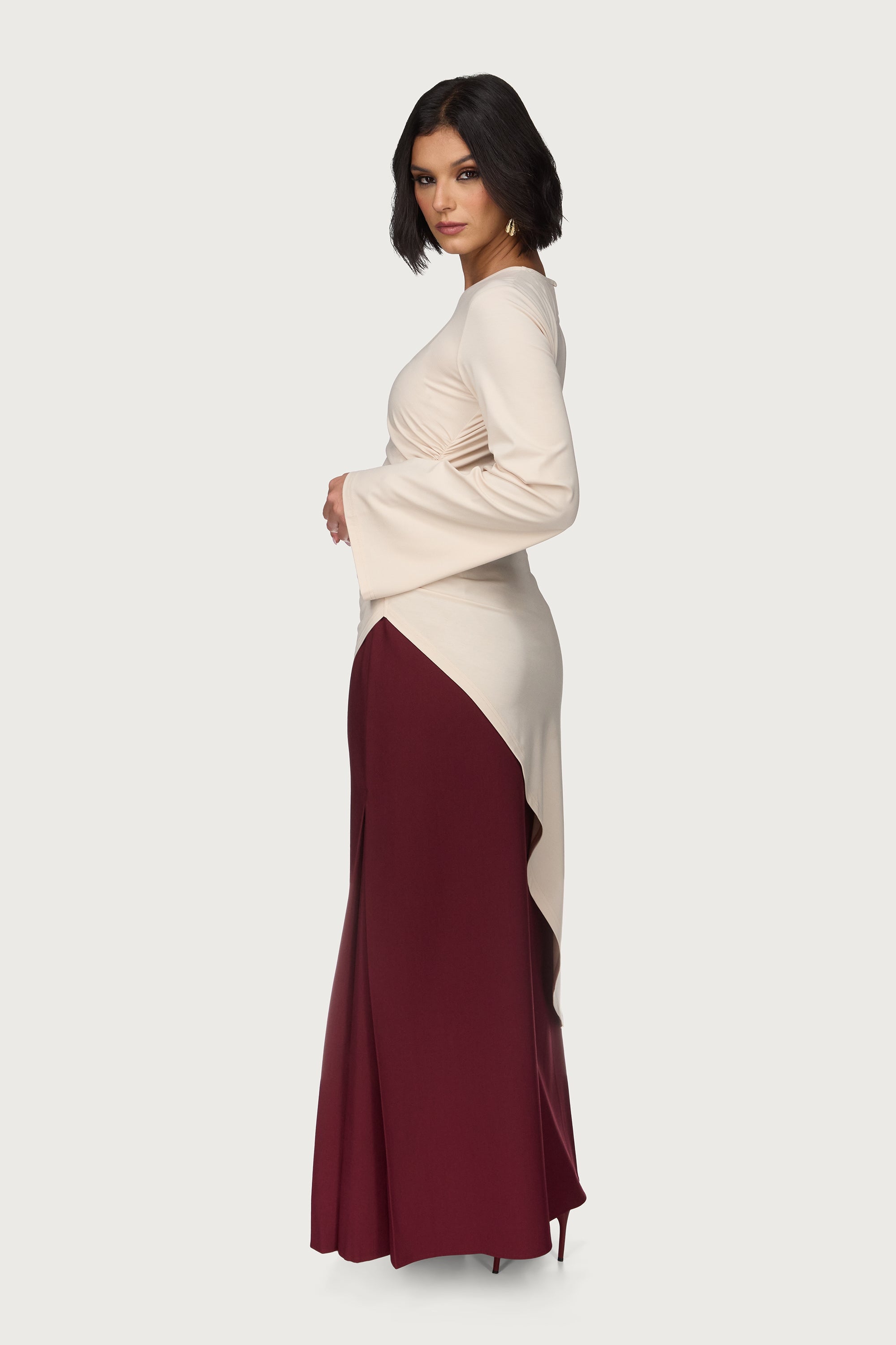 Midi Tunic Top - Bone Abayas Veiled