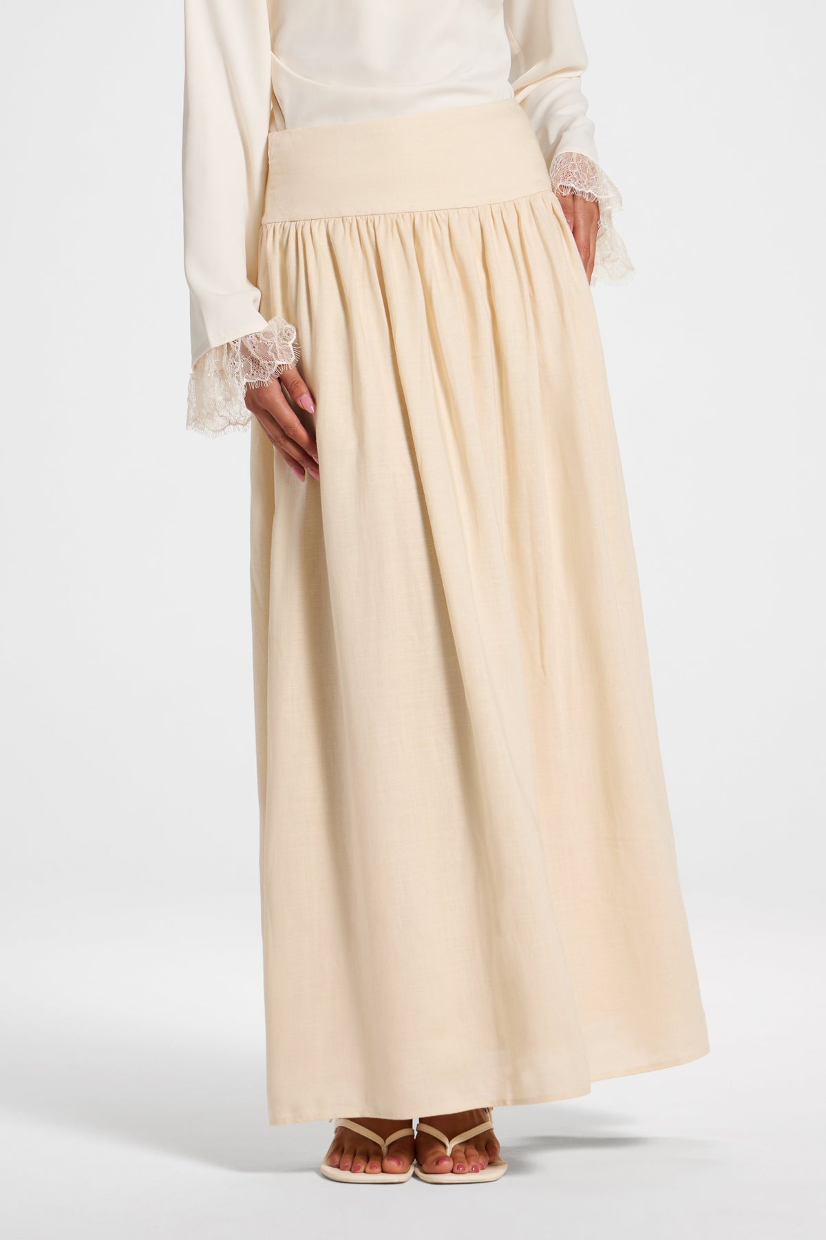 Midriff Gathered Skirt - Stone Bottoms Veiled