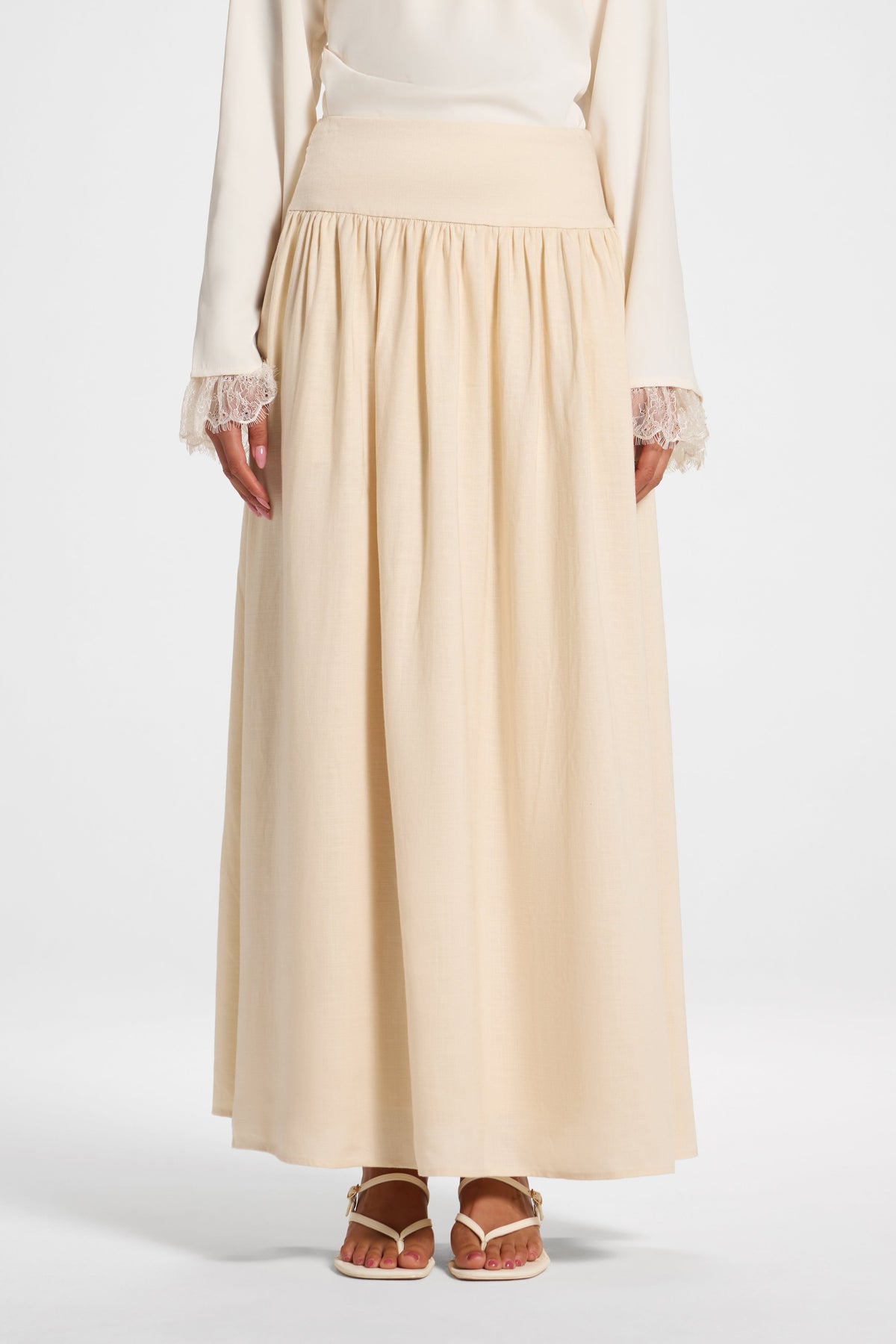 Midriff Gathered Skirt - Stone Bottoms Veiled