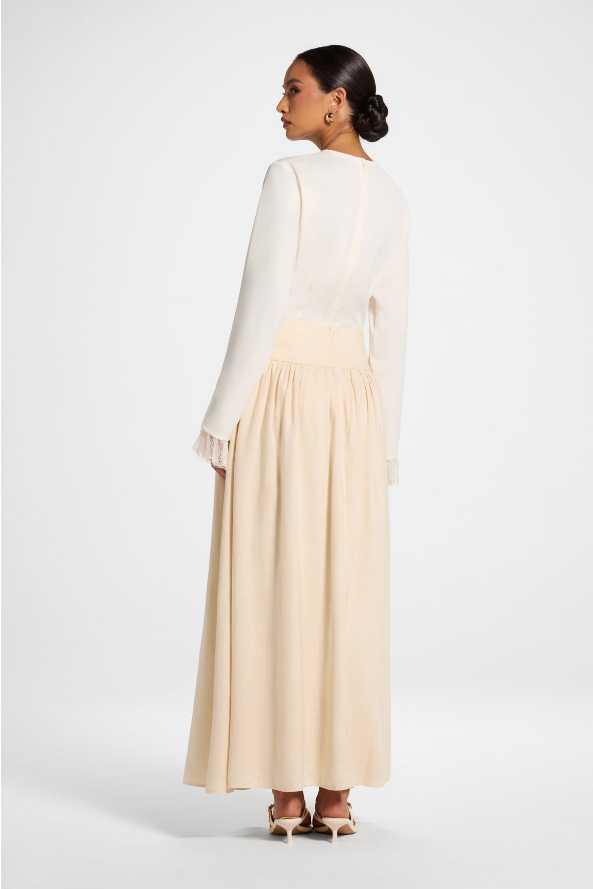 Midriff Gathered Skirt - Stone Bottoms Veiled