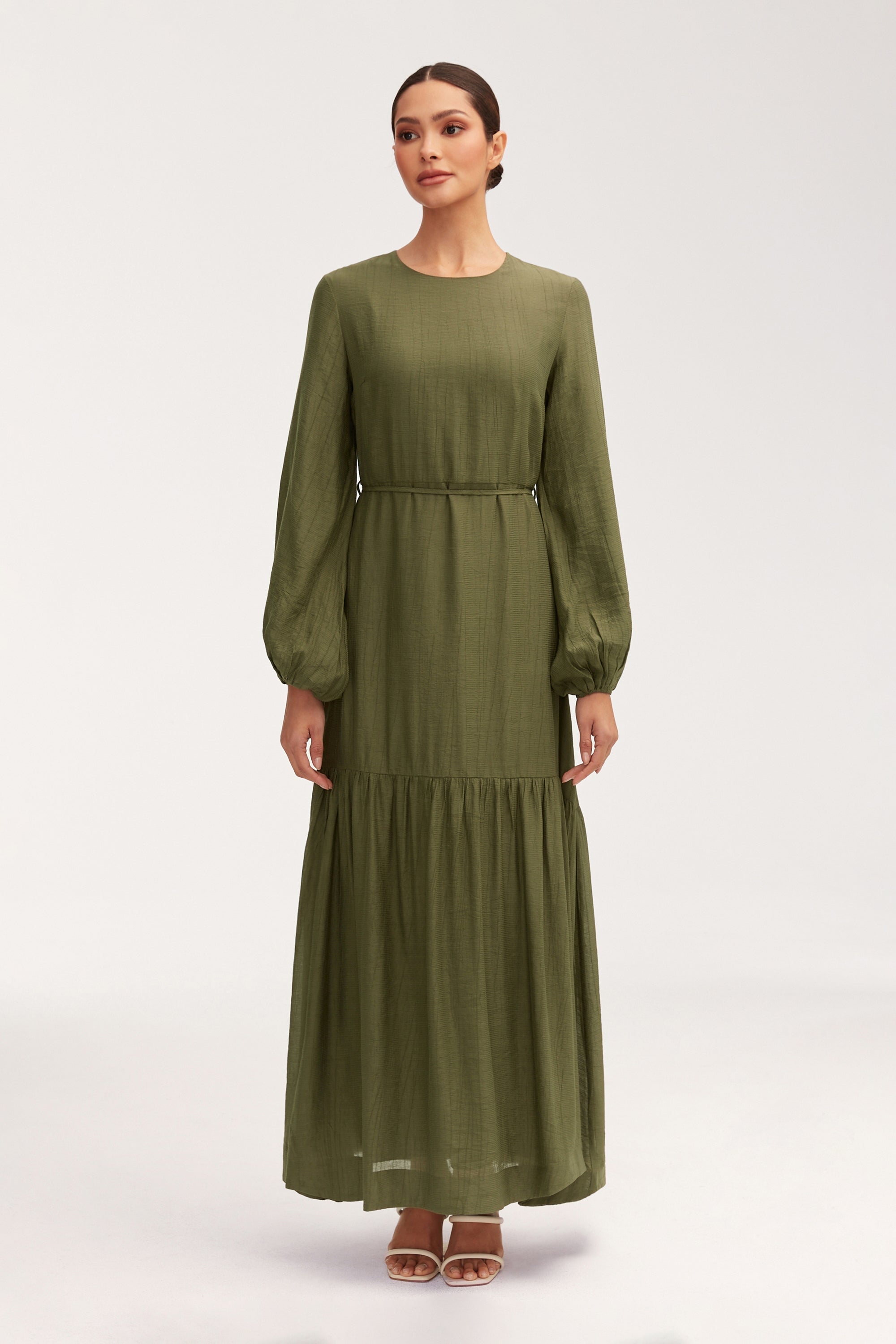 Mila Tiered Maxi Dress - Olive Green Clothing epschoolboard 