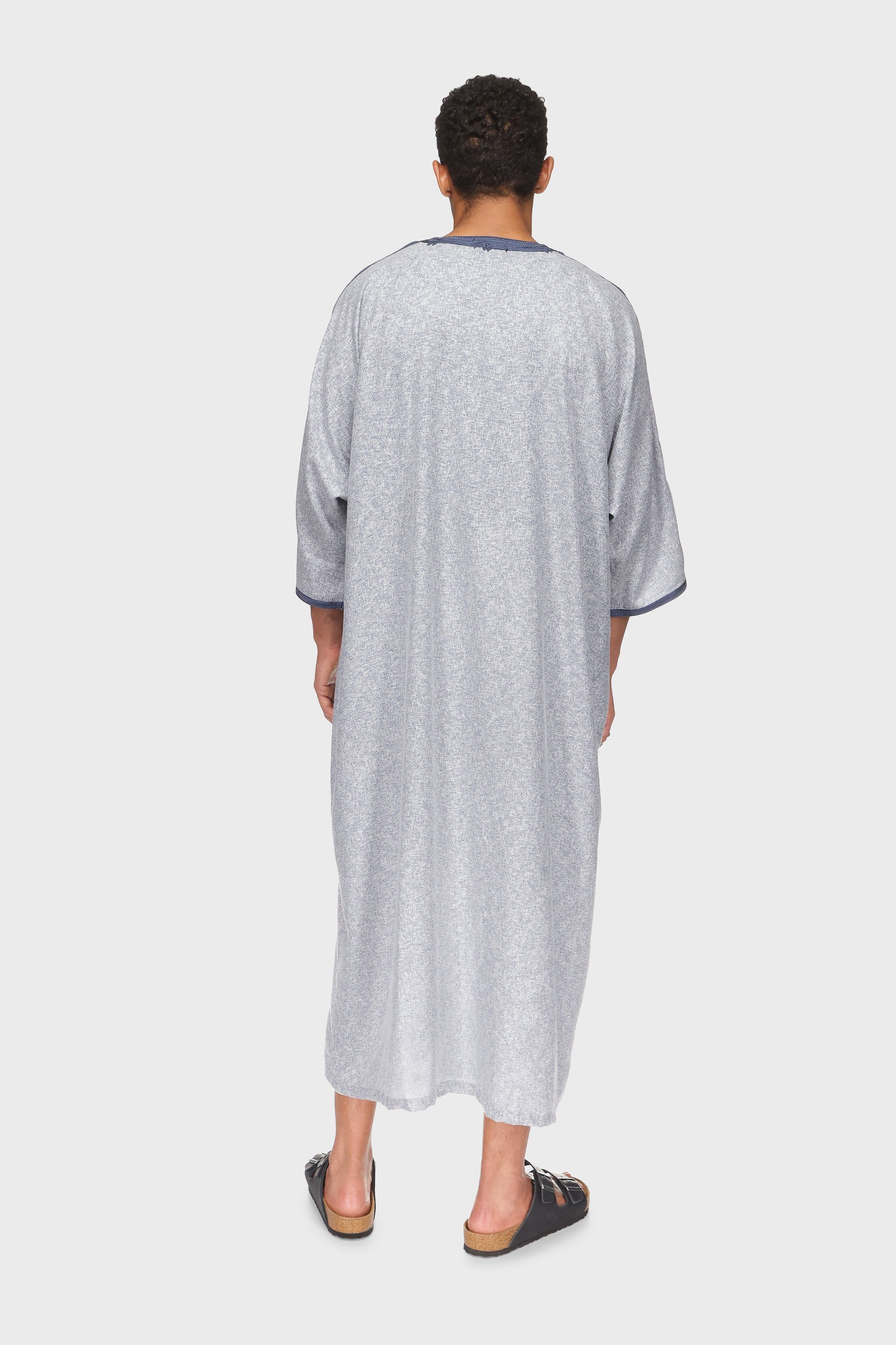 Milan Linen Moroccan Thobe - Blue Mens Veiled