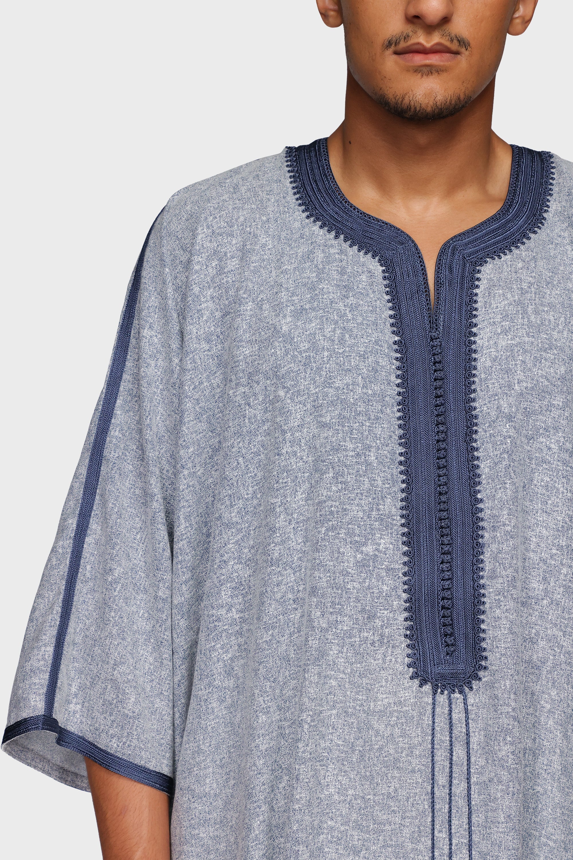 Milan Linen Moroccan Thobe - Blue Mens Veiled