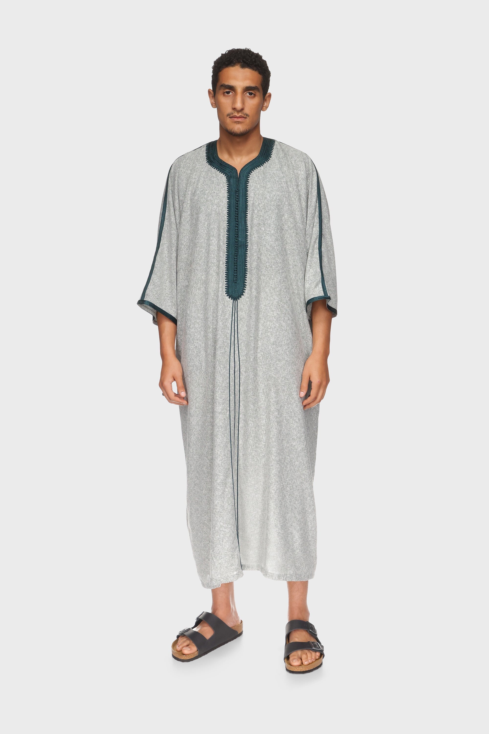 Milan Linen Moroccan Thobe - Green Mens Veiled