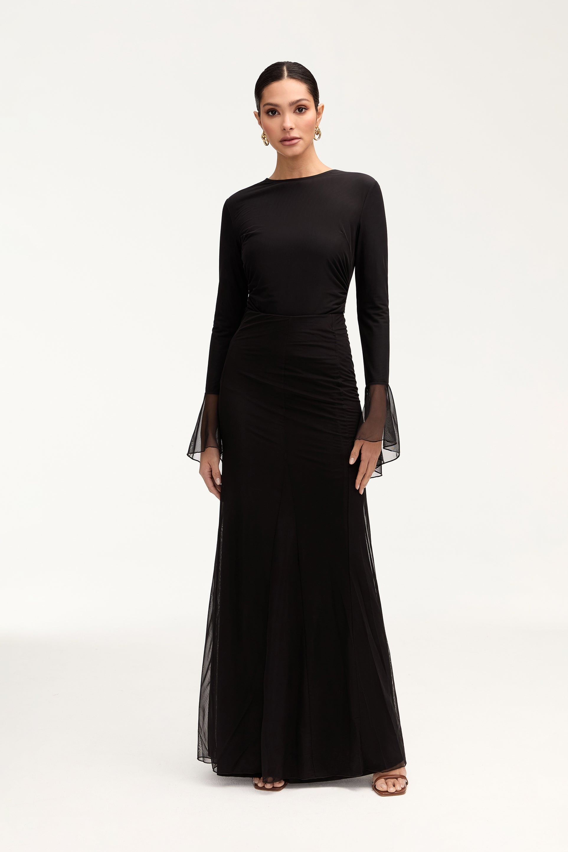 Milia Mesh Maxi Skirt - Black Clothing Veiled 
