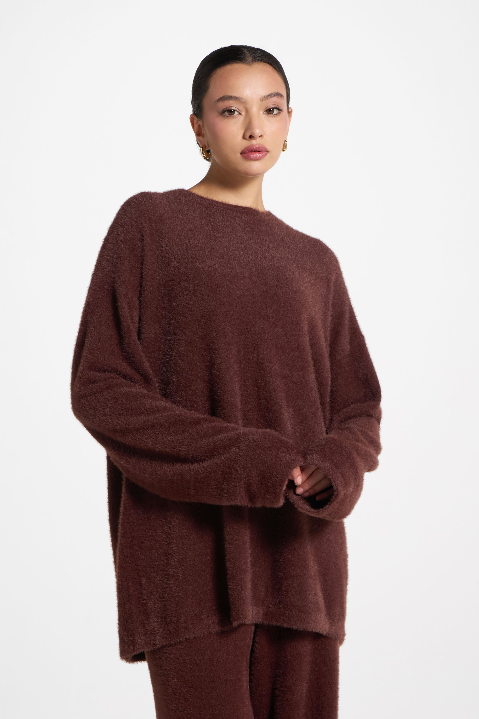 Mink Oversized Sweater - Brown Abayas Veiled