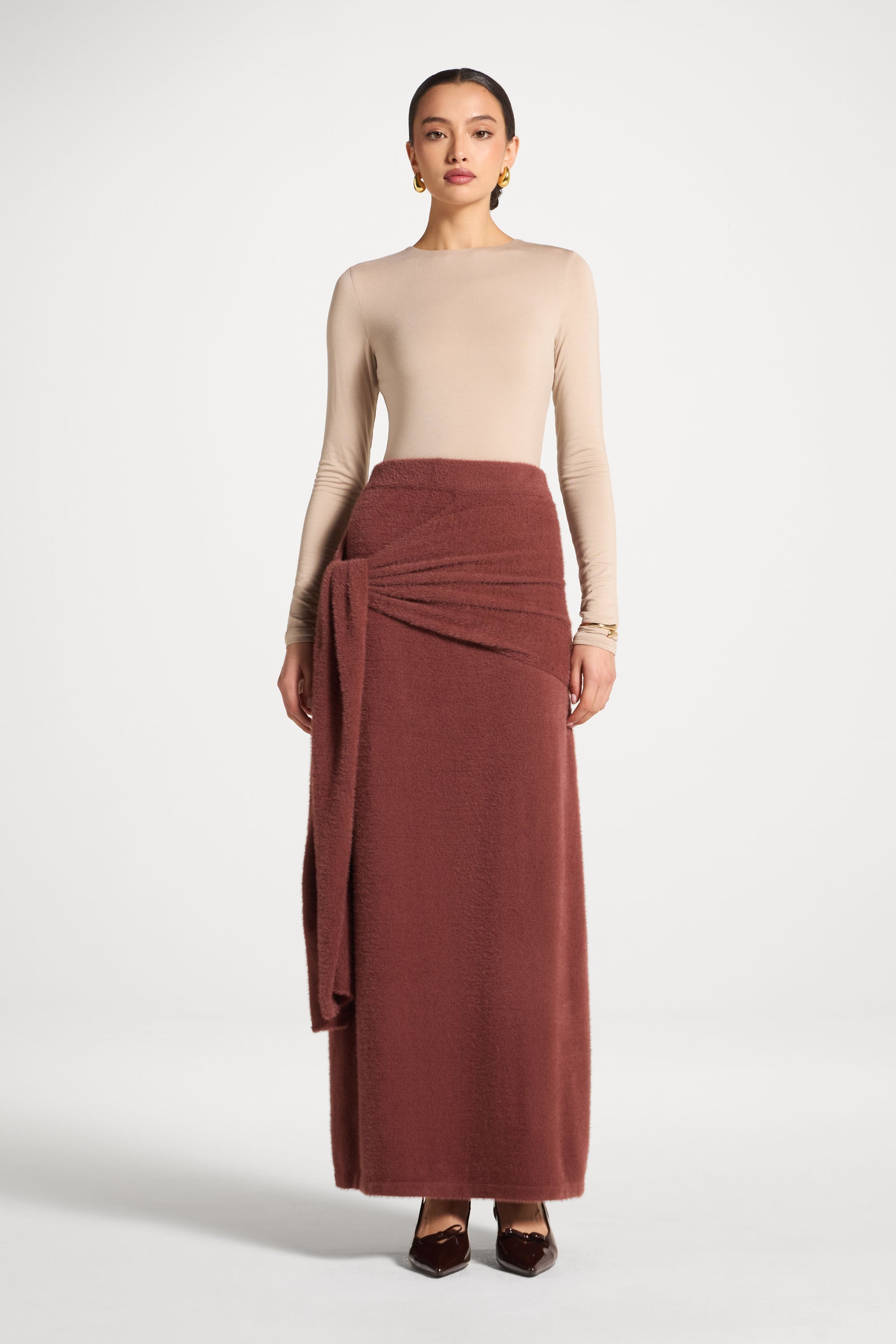 Mink Tie Front Skirt - Fig Abayas Veiled