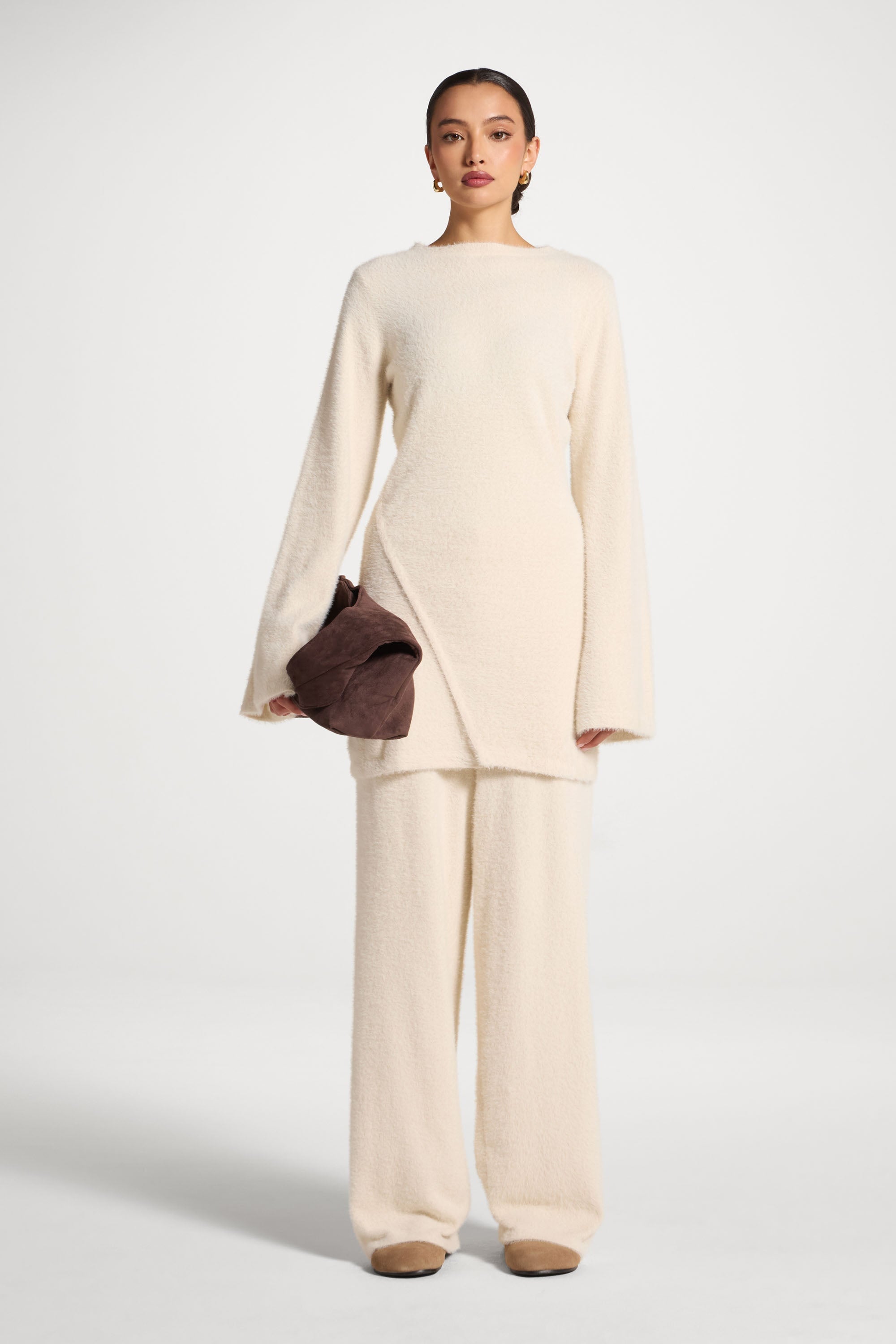 Mink Tunic Sweater - Off White Abayas Veiled