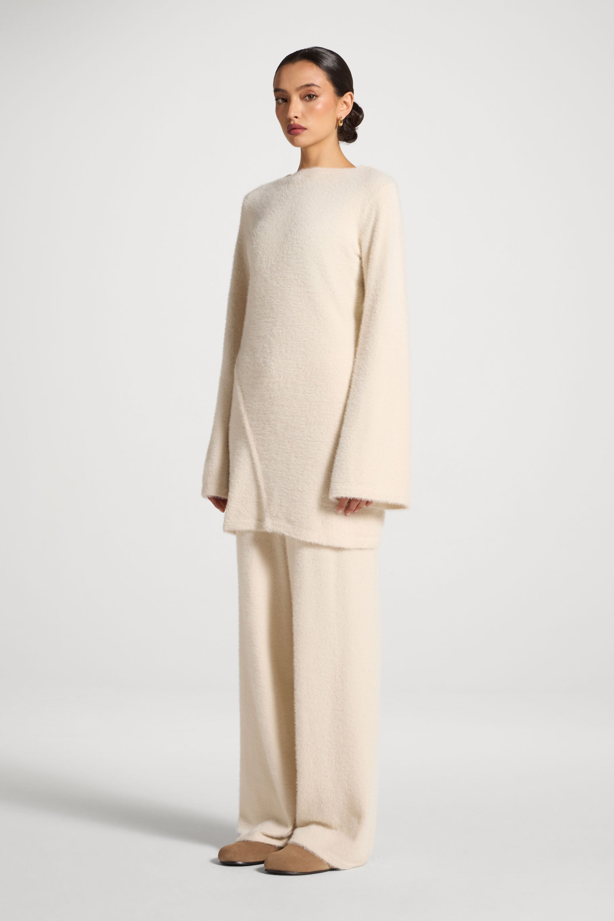 Mink Tunic Sweater - Off White Abayas Veiled