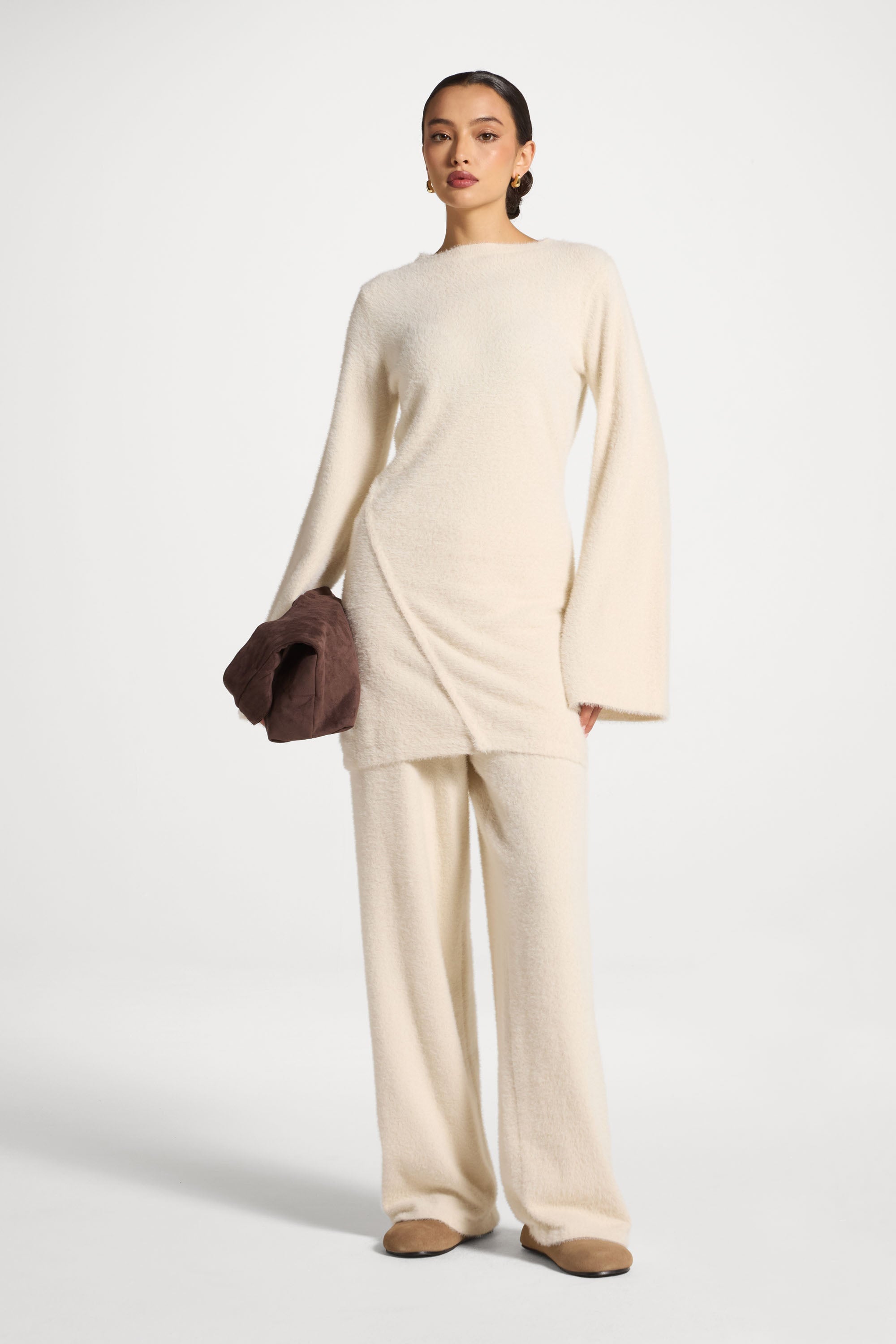 Mink Tunic Sweater - Off White Abayas Veiled