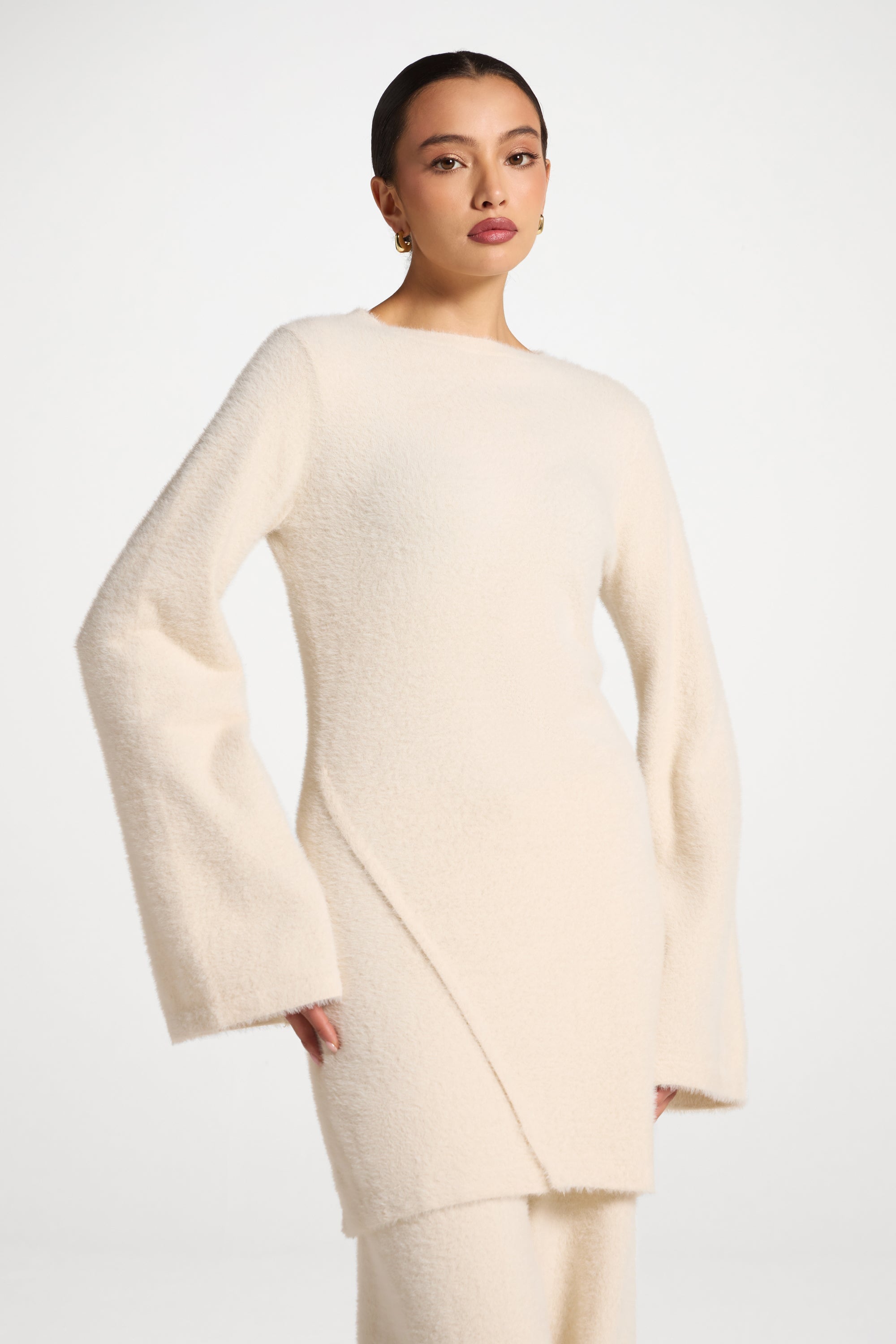 Mink Tunic Sweater - Off White Abayas Veiled