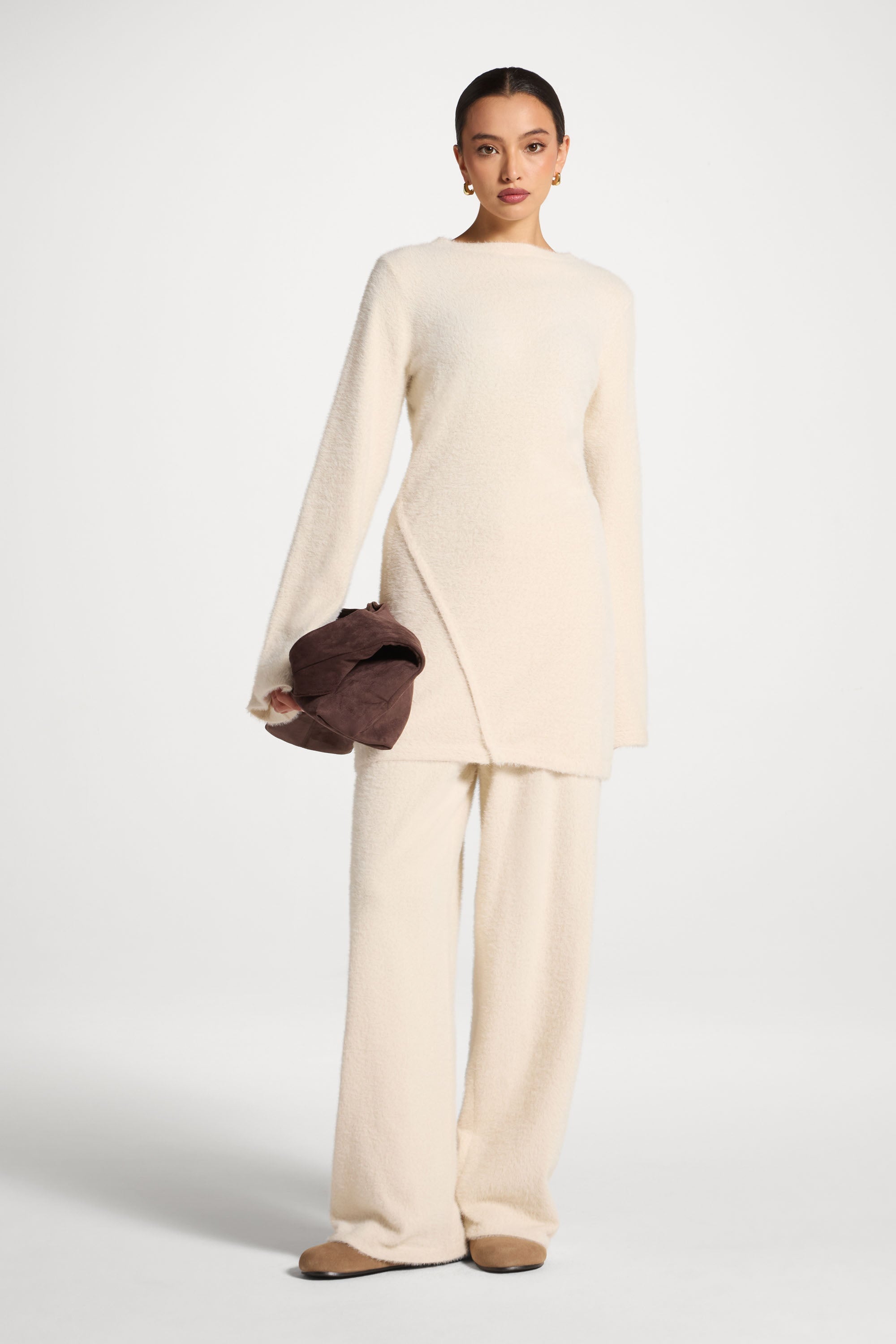 Mink Wide Leg Pants - Off White Abayas Veiled