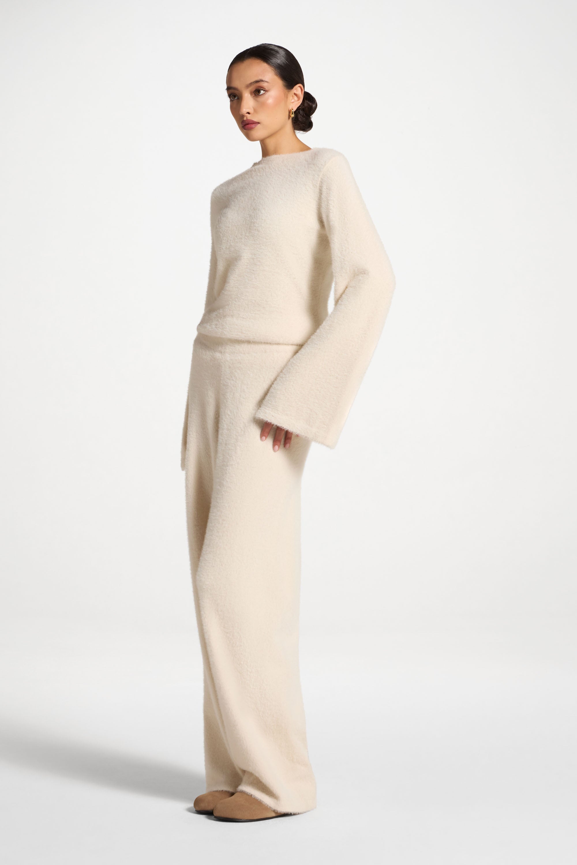 Mink Wide Leg Pants - Off White Abayas Veiled