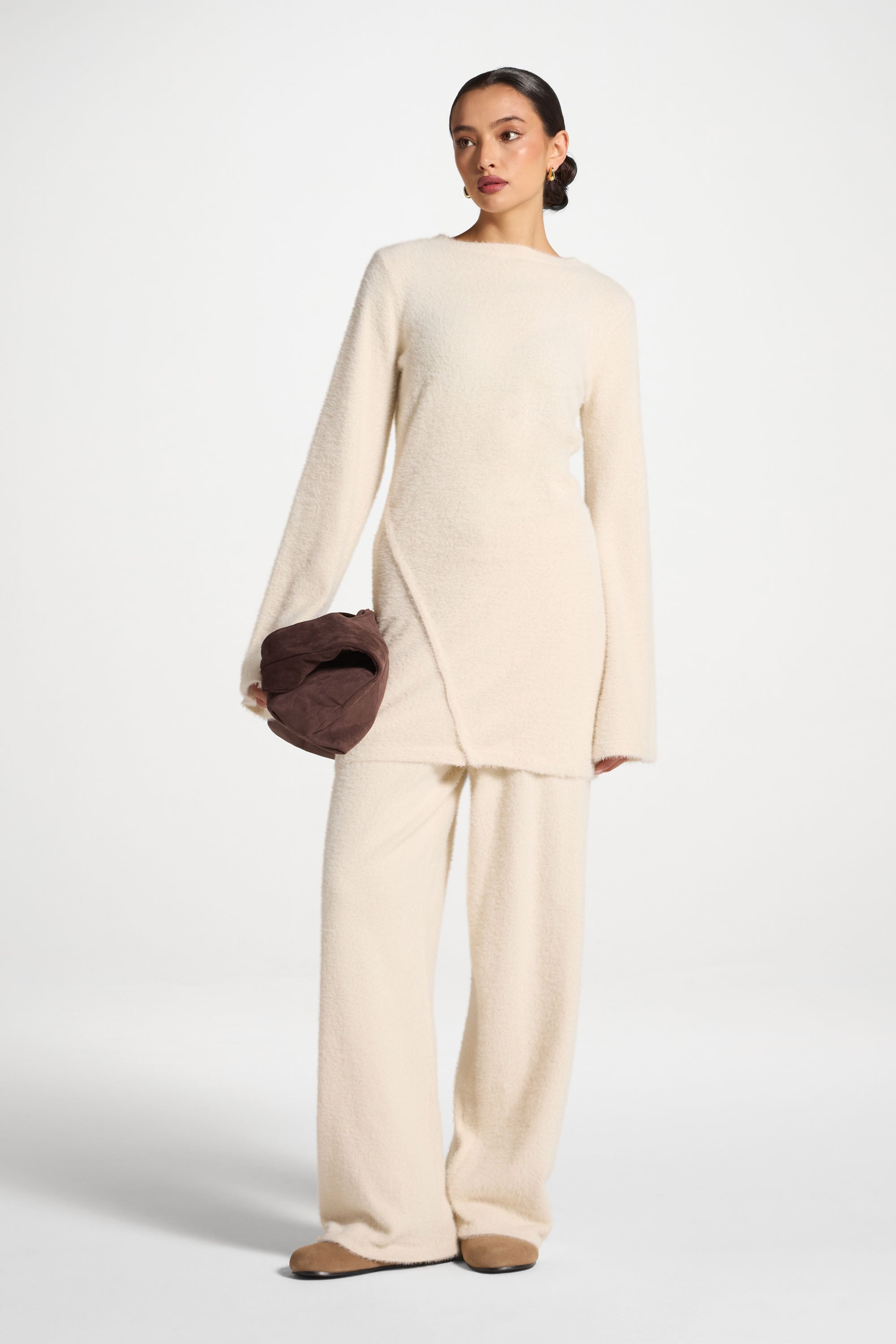 Mink Wide Leg Pants - Off White Abayas Veiled