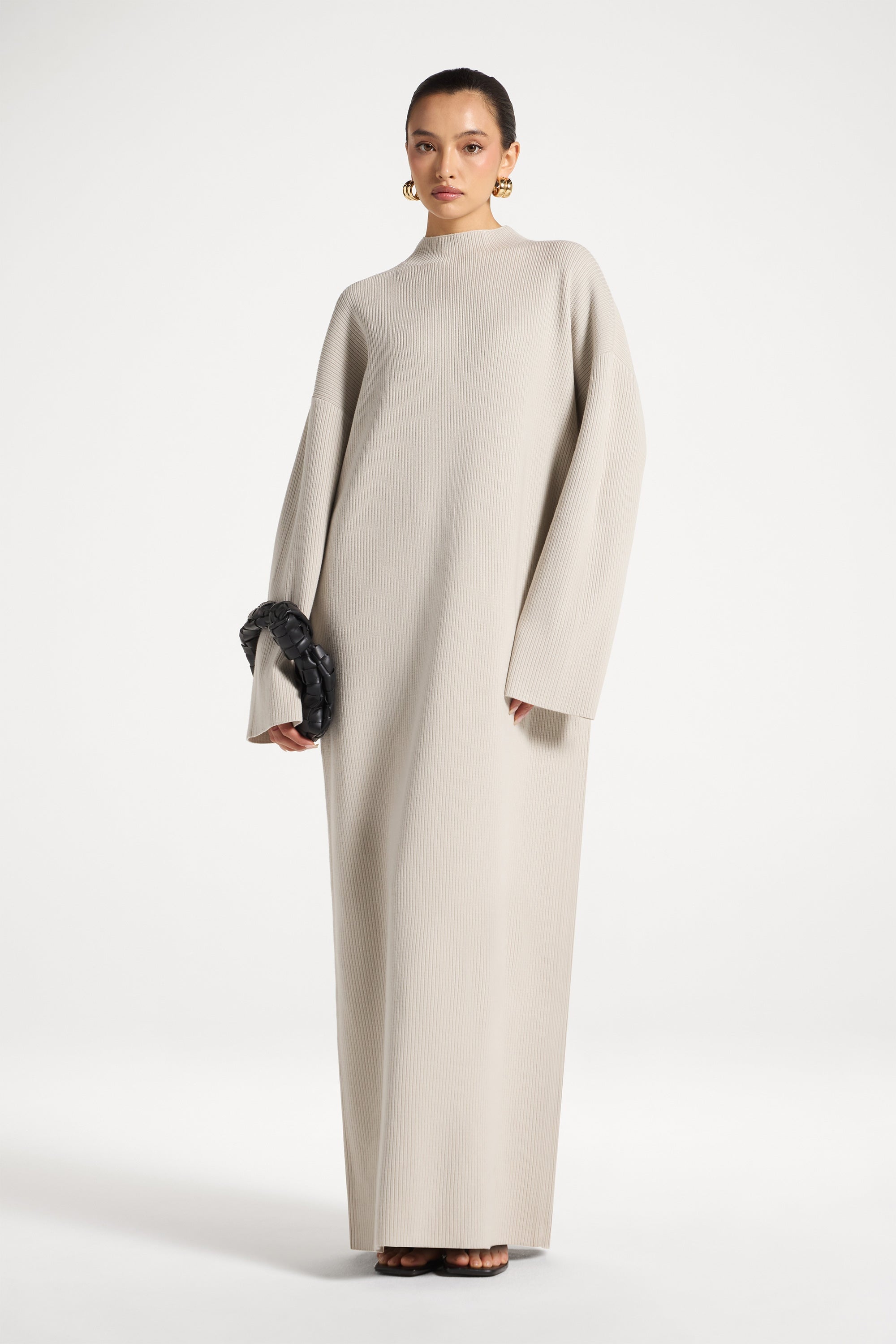 Mock Neck Knit Dress - Cloud Abayas Veiled