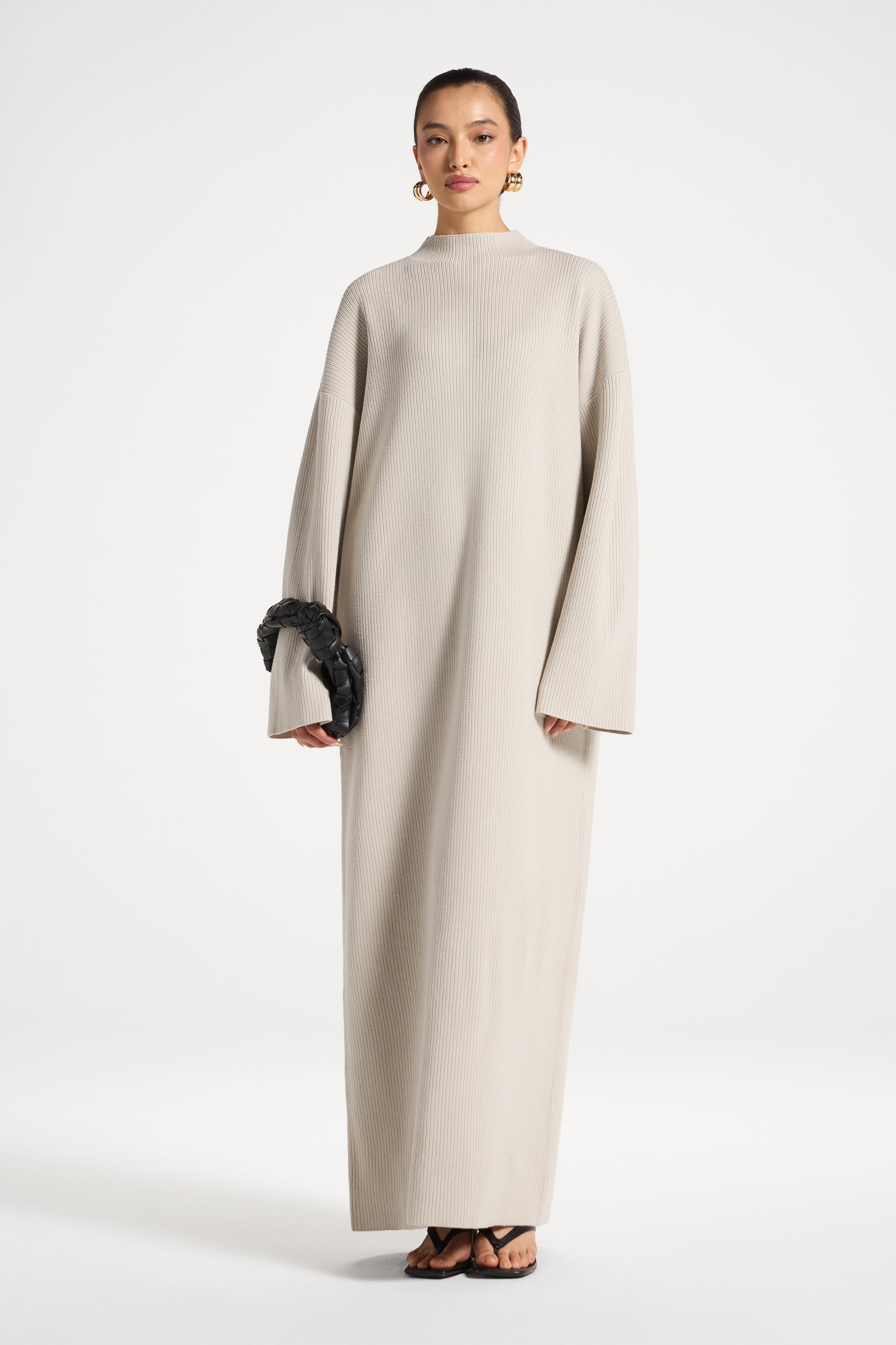 Mock Neck Knit Dress - Cloud Abayas Veiled