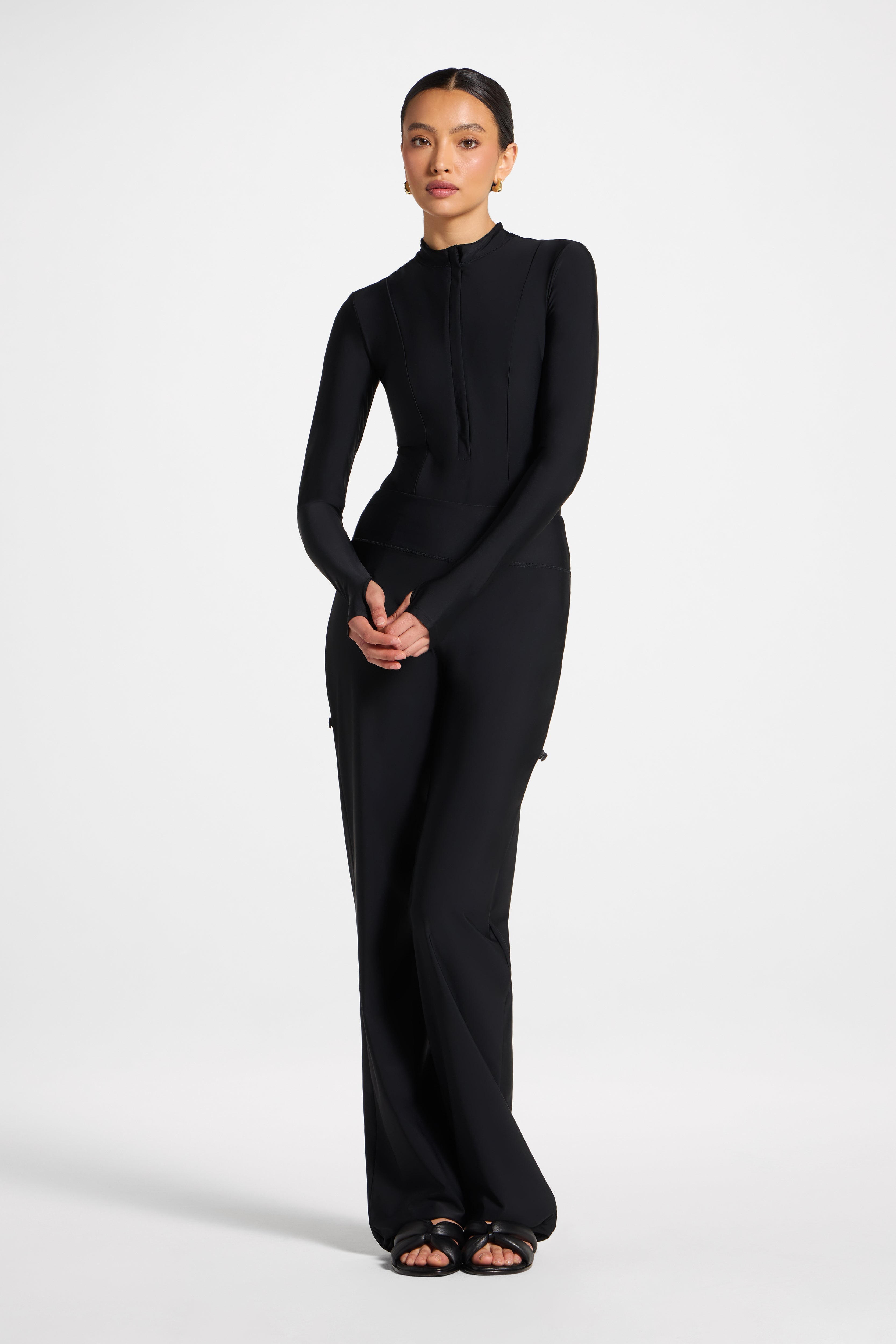 Mock Neck Swimsuit - Black Swim Veiled
