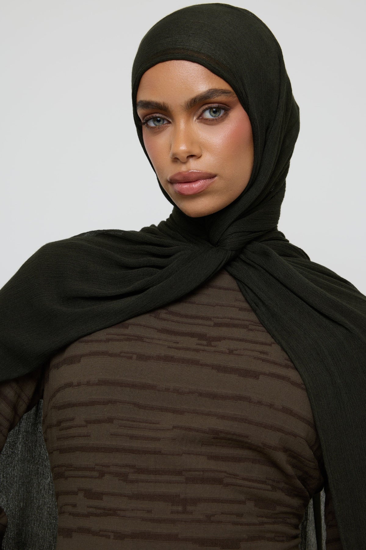 Modal Crinkle Fringe Hijab - Black Forest Hijabs Veiled