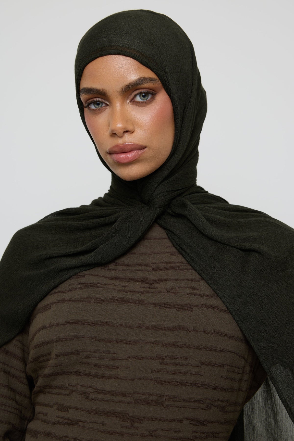Modal Crinkle Fringe Hijab - Black Forest Hijabs Veiled