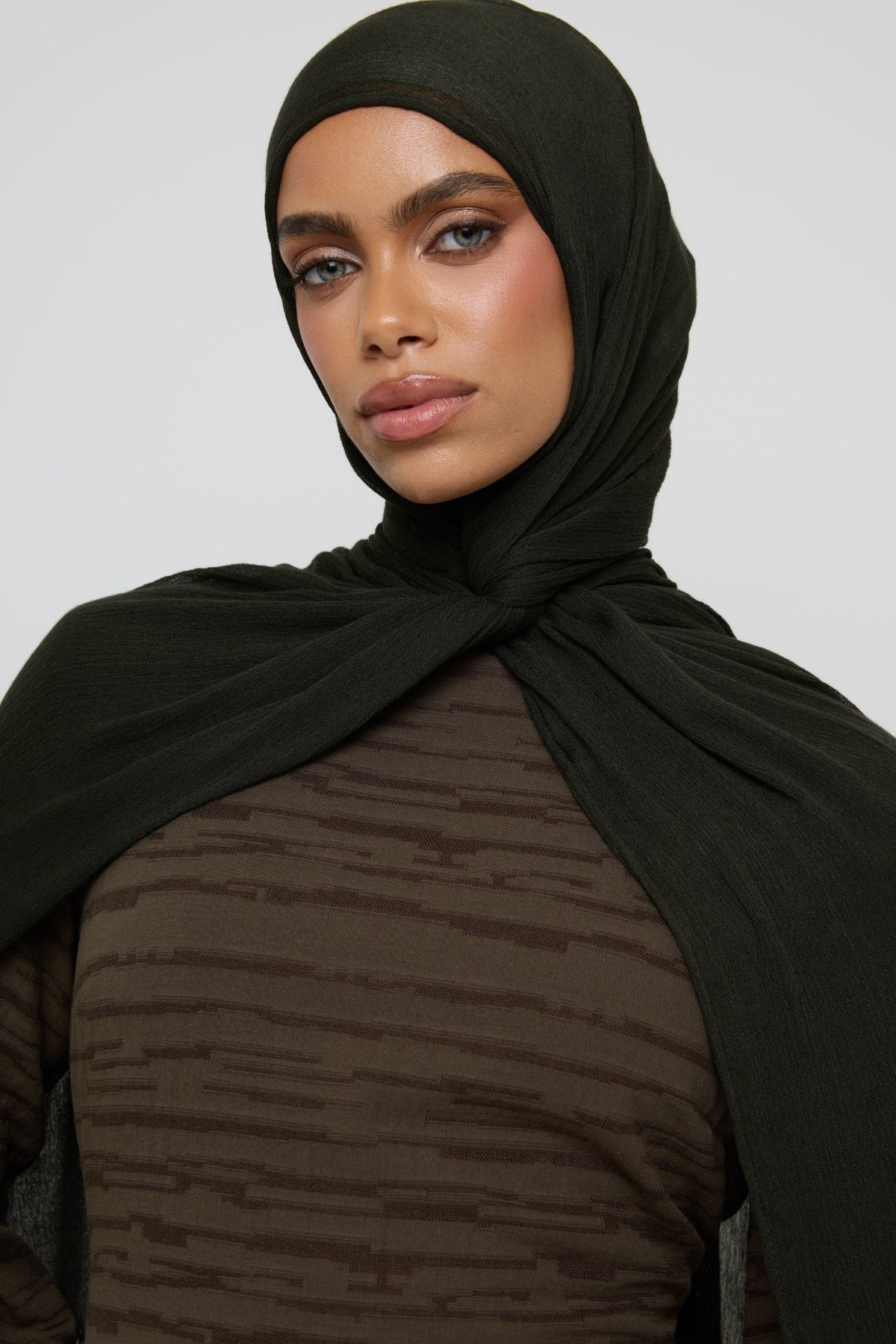 Modal Crinkle Fringe Hijab - Black Forest Hijabs Veiled
