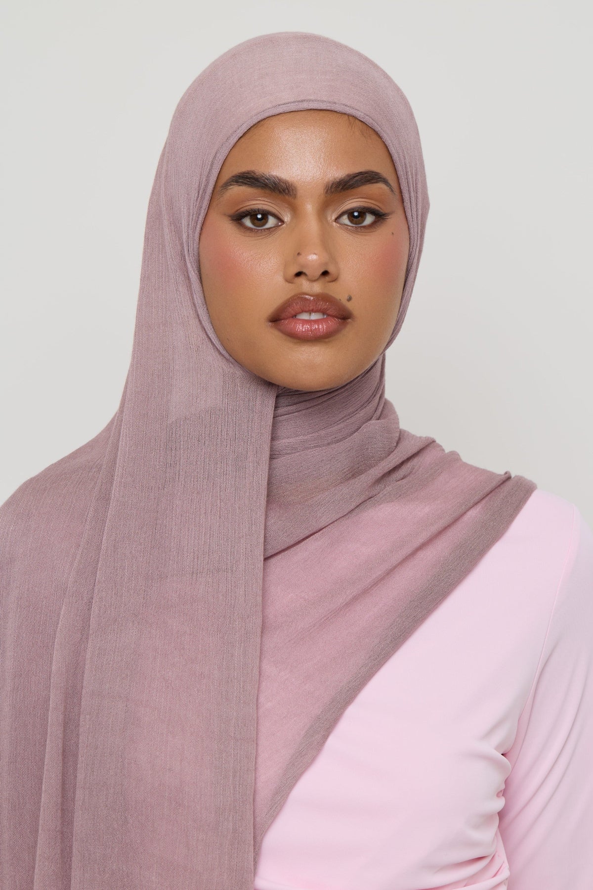 Modal Crinkle Fringe Hijab - Dusty Mauve Hijabs Veiled