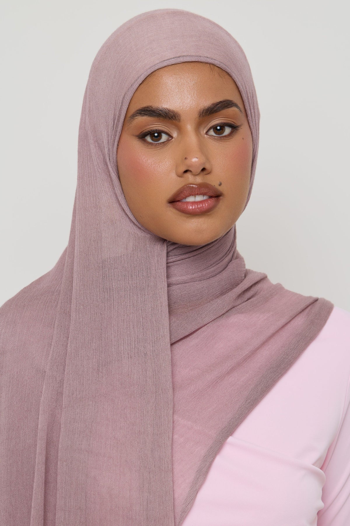 Modal Crinkle Fringe Hijab - Dusty Mauve Hijabs Veiled