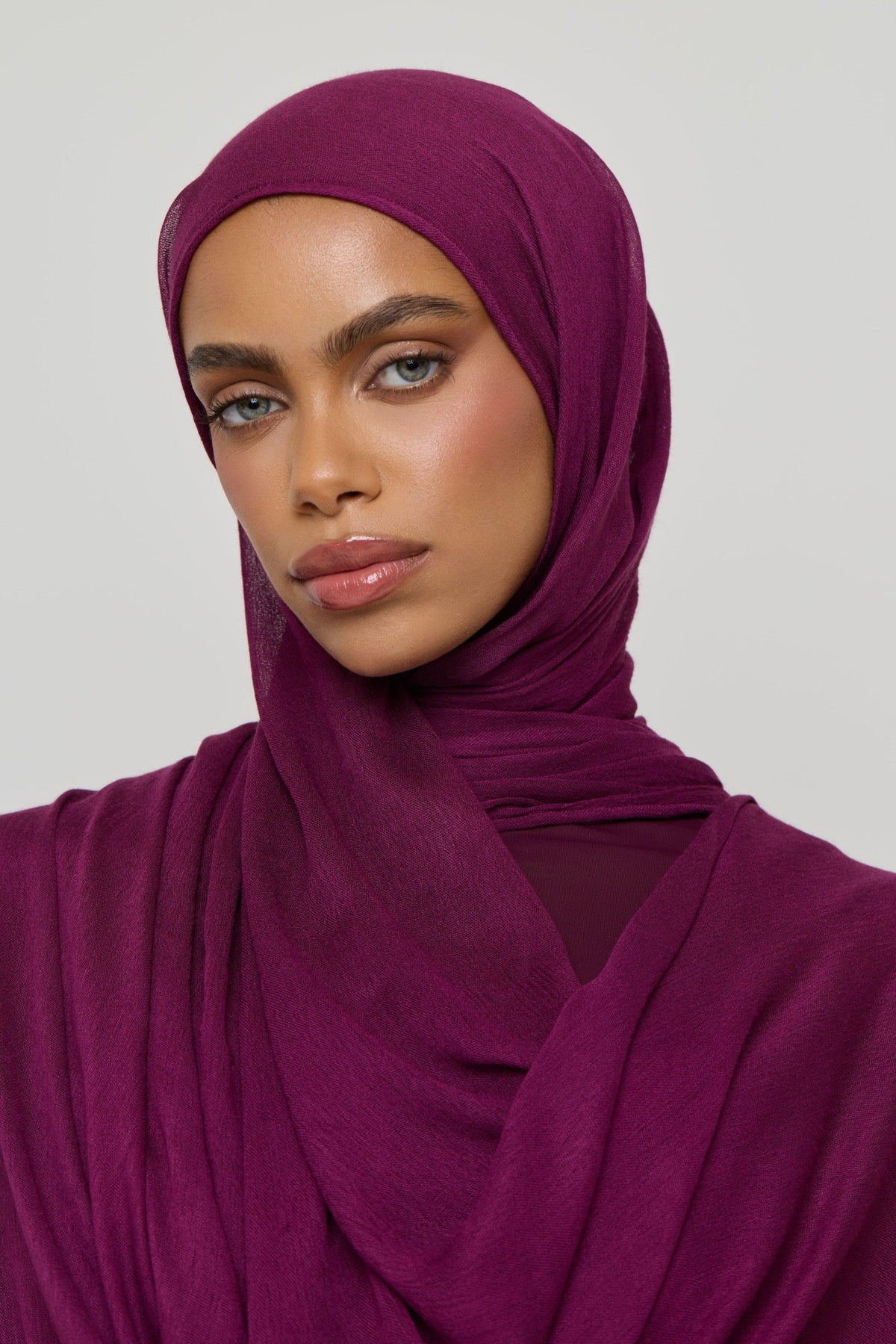 Modal Crinkle Fringe Hijab - Grape Hijabs Veiled