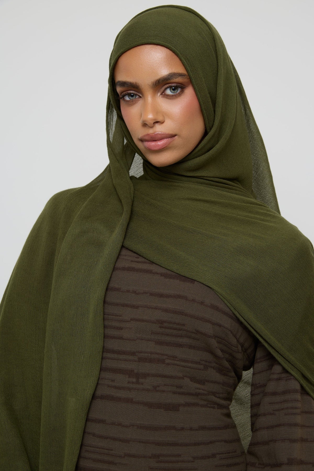 Modal Crinkle Fringe Hijab - Pine Hijabs Veiled