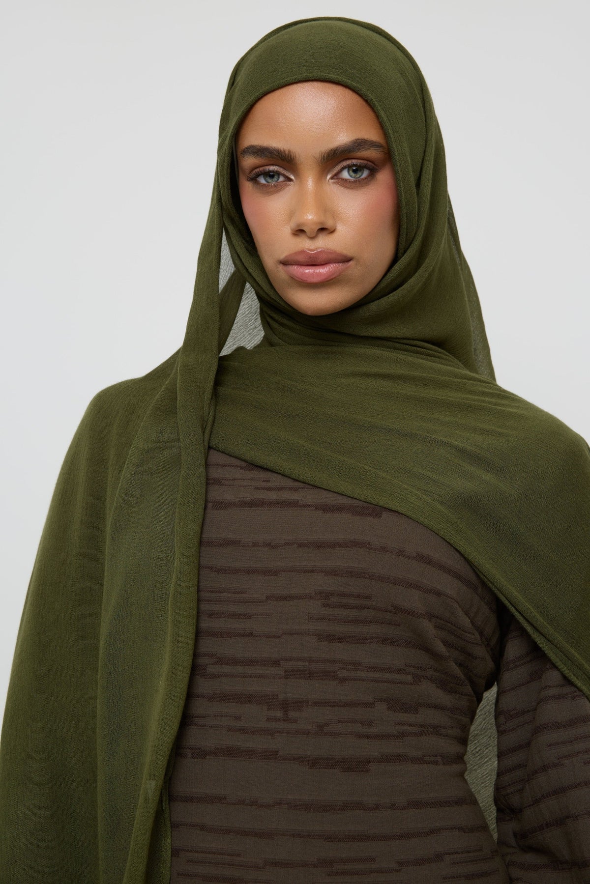 Modal Crinkle Fringe Hijab - Pine Hijabs Veiled
