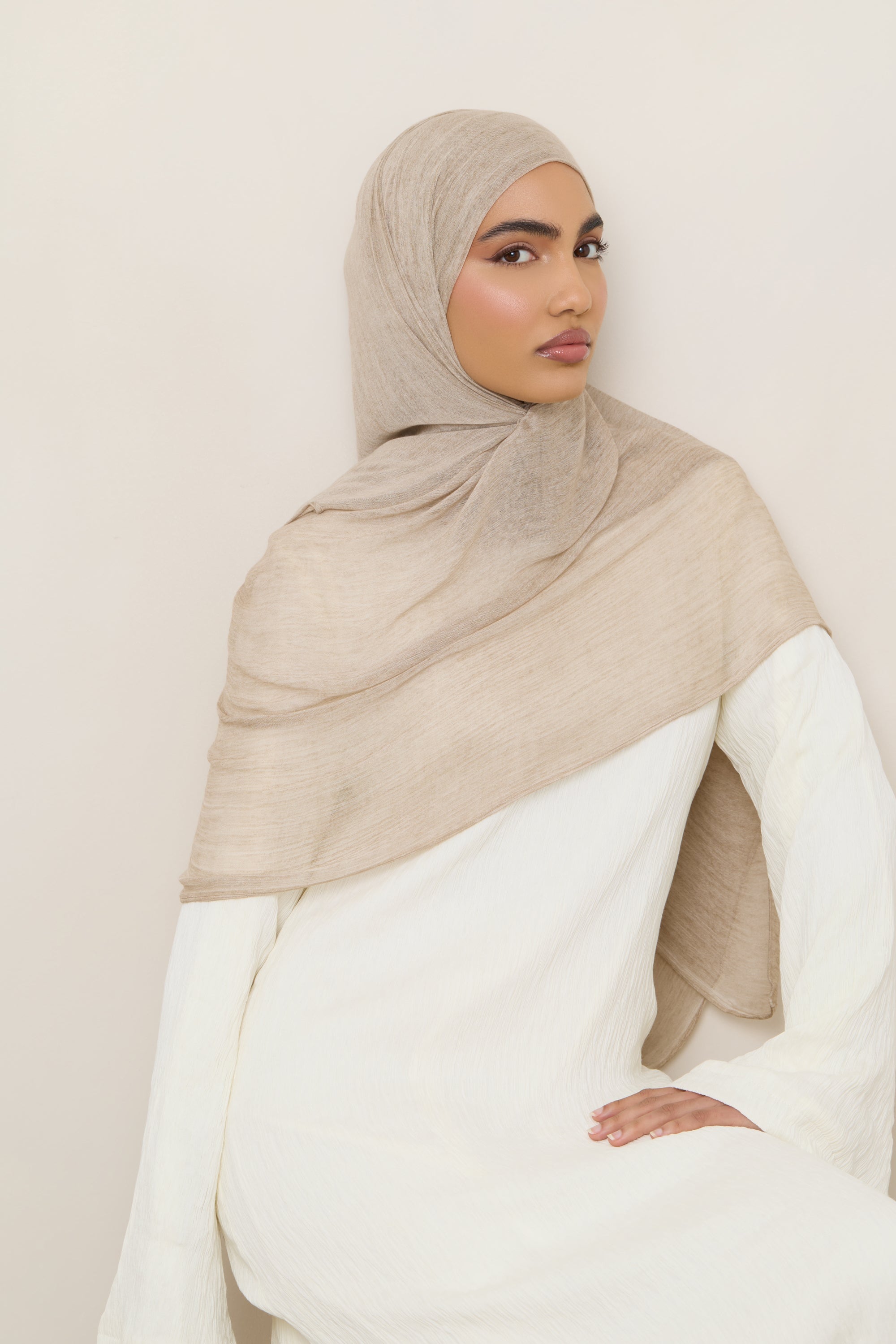 Modal Crinkle Hijab - Biscotti Hijabs Veiled