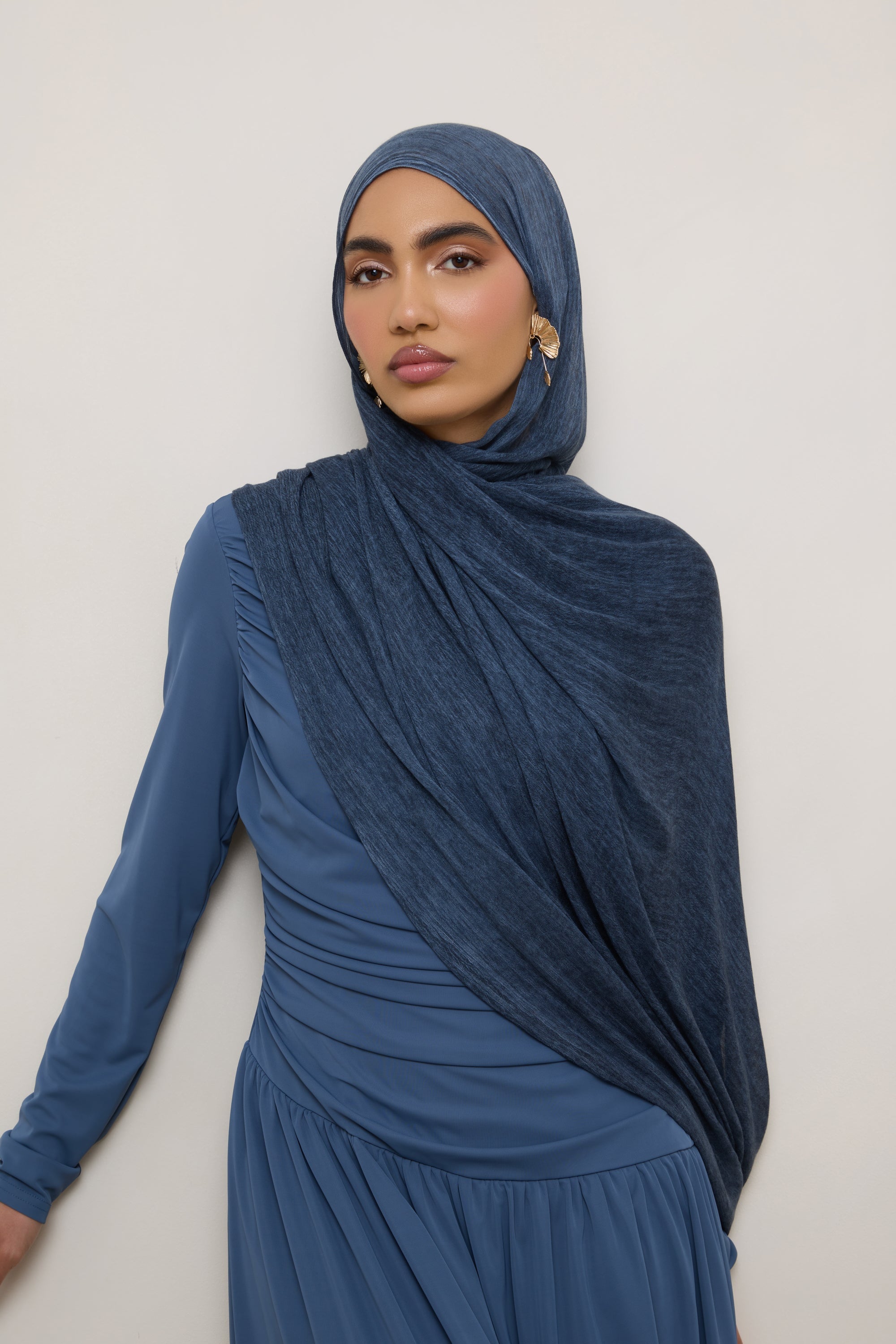 Modal Crinkle Hijab - Dark Denim Hijabs Veiled