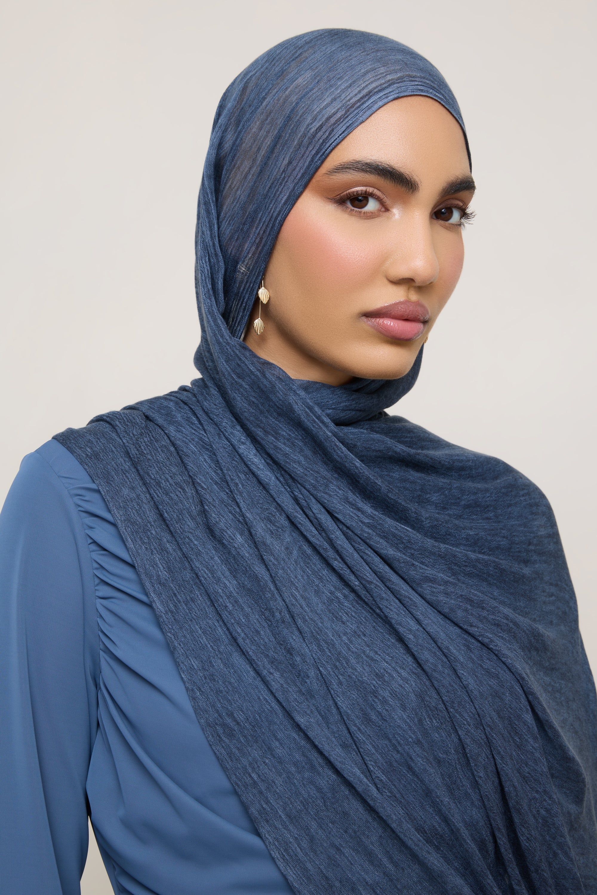 Modal Crinkle Hijab - Dark Denim Hijabs Veiled