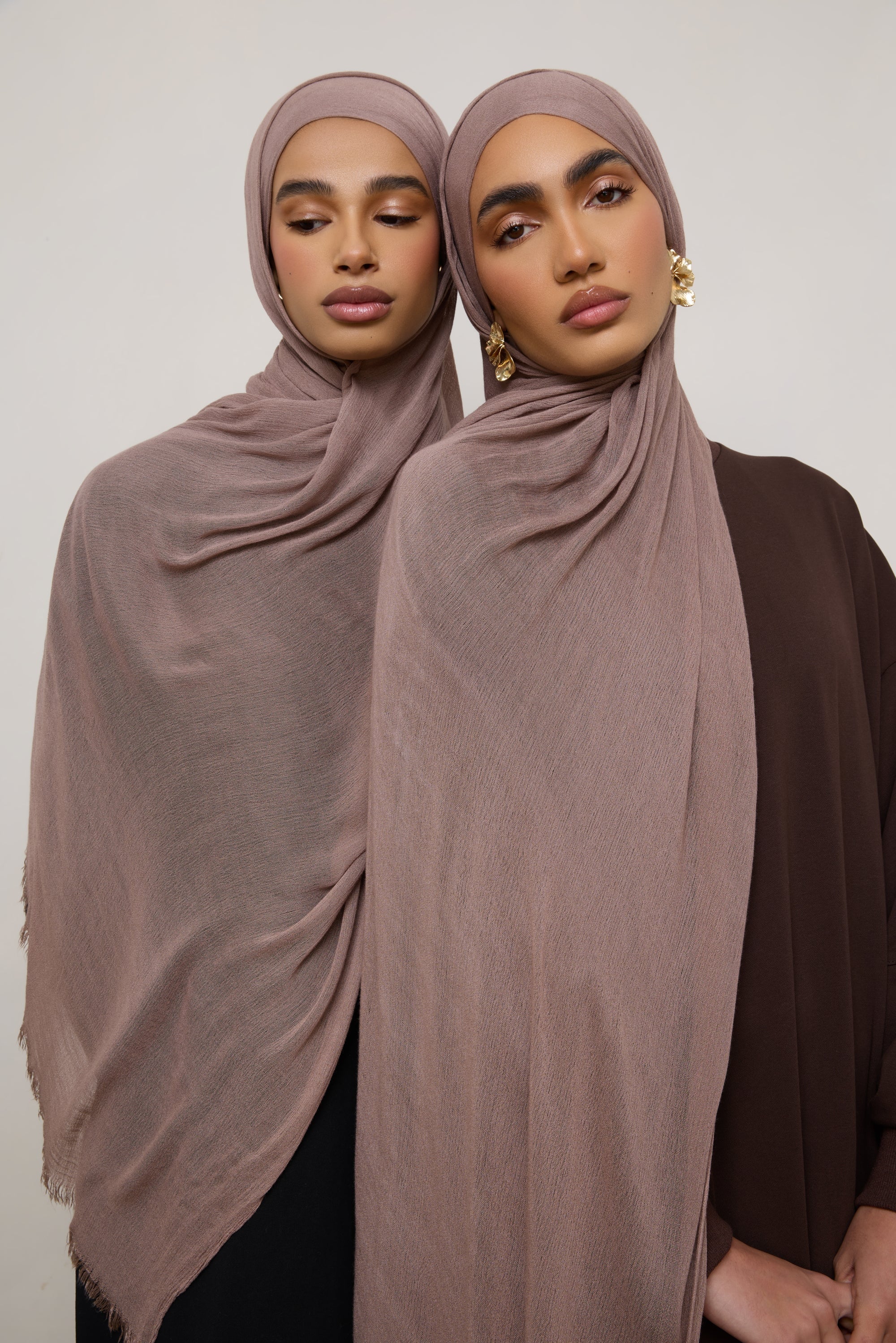 Modal Crinkle Hijab - Deep Taupe Hijabs Veiled