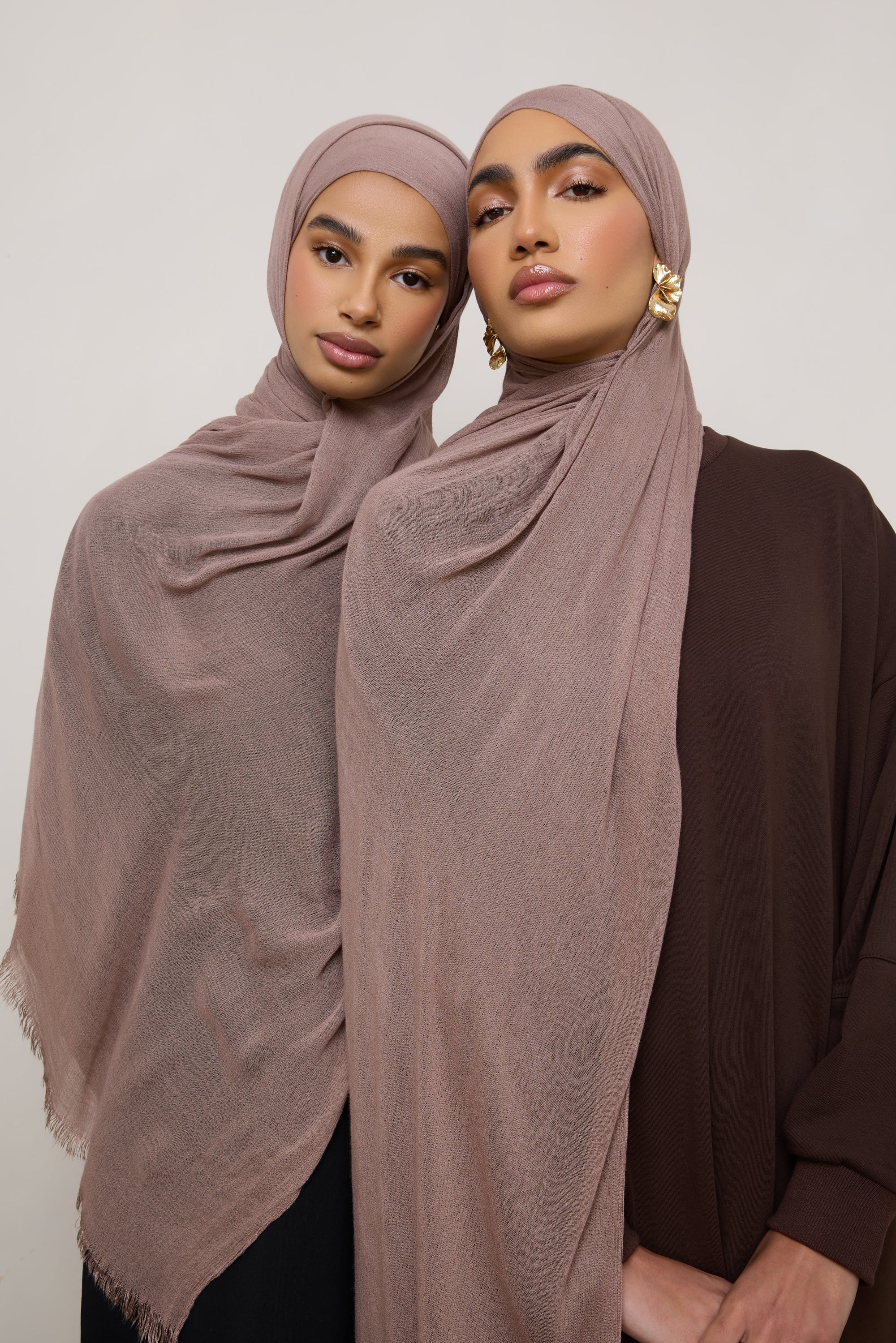 Modal Crinkle Hijab - Deep Taupe Hijabs Veiled