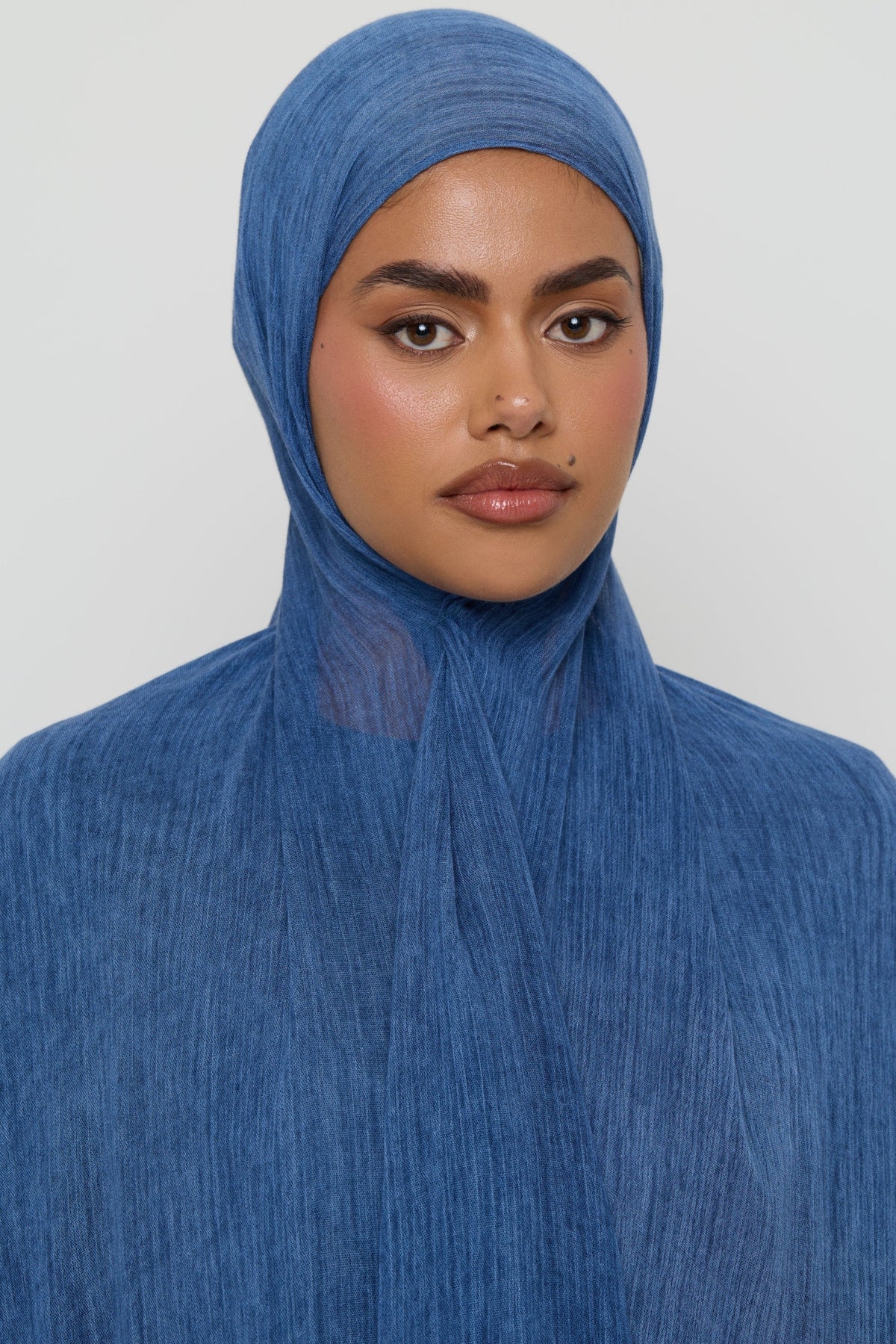 Modal Crinkle Hijab - Denim Hijabs Veiled