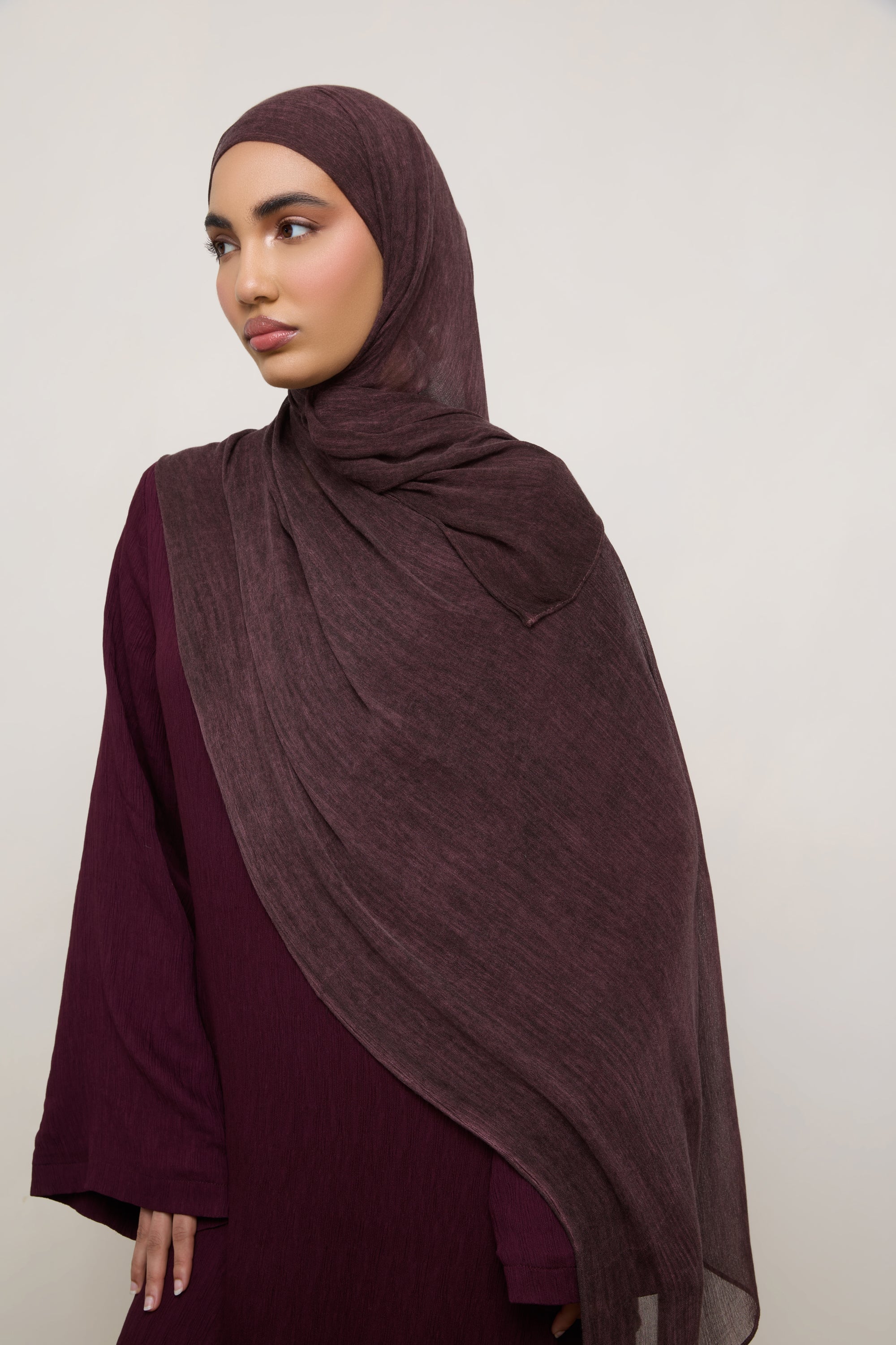 Modal Crinkle Hijab - Grape Hijabs Veiled