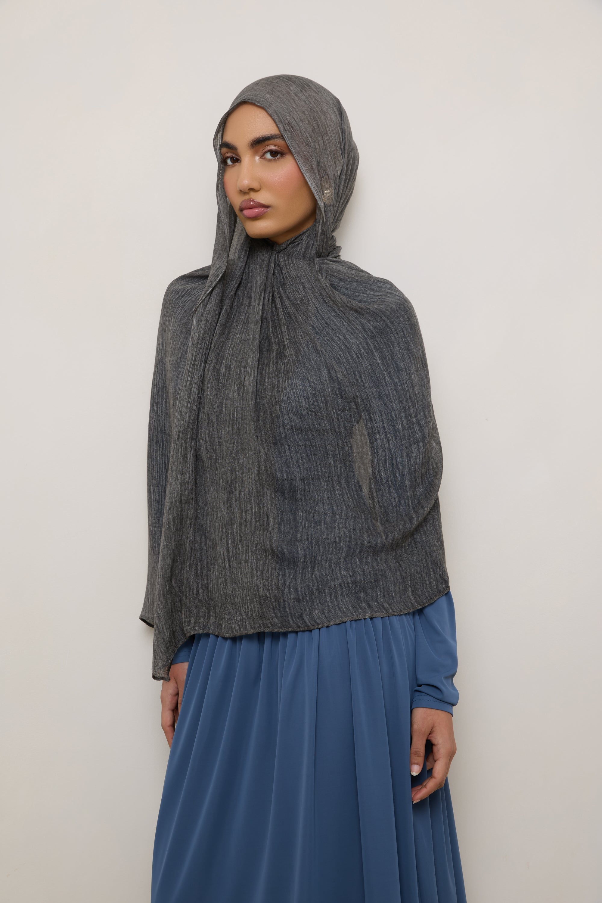 Modal Crinkle Hijab - Graphite Hijabs Veiled