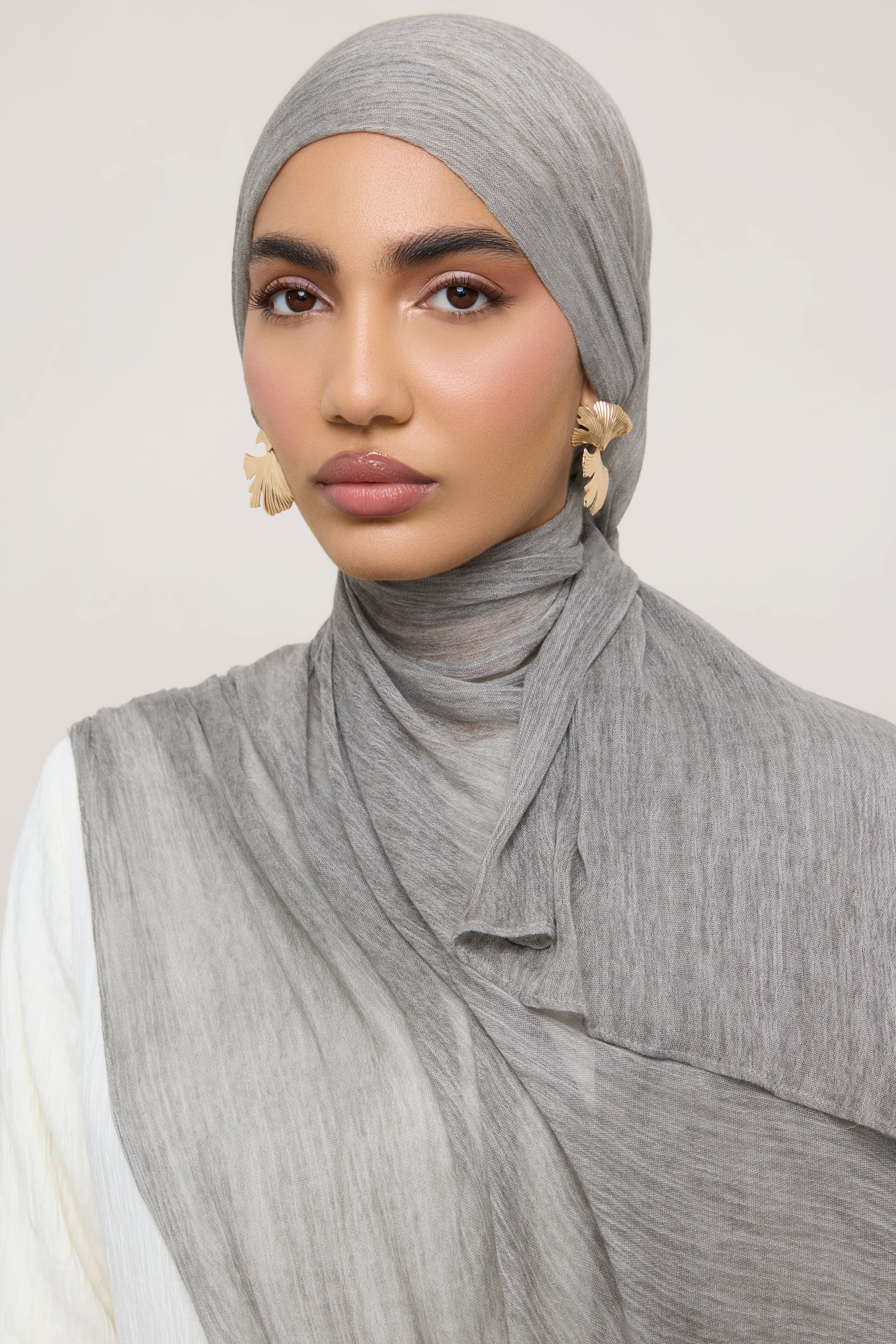 Modal Crinkle Hijab - Grey Hijabs Veiled